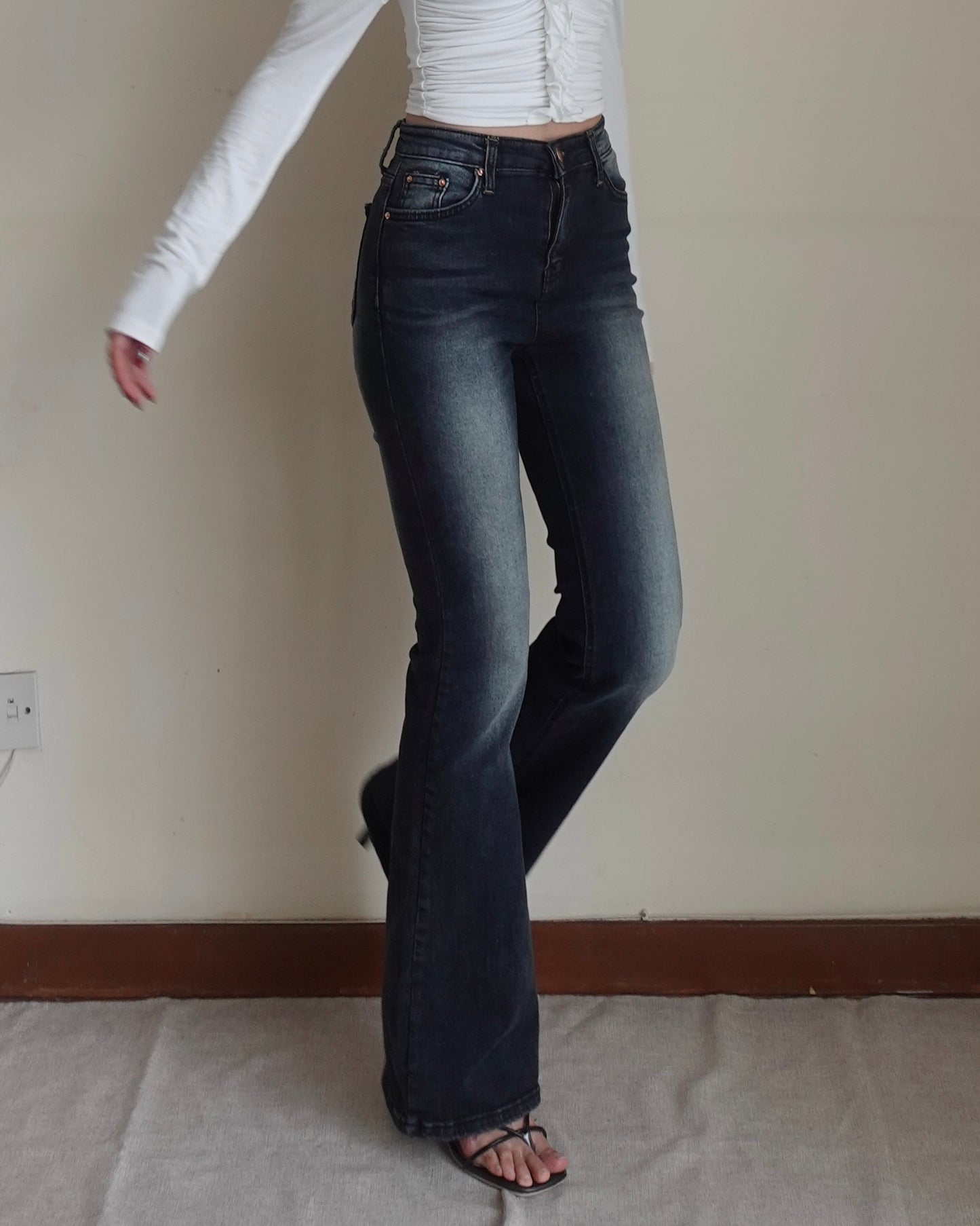 Super slim fit high waist boot cut jeans