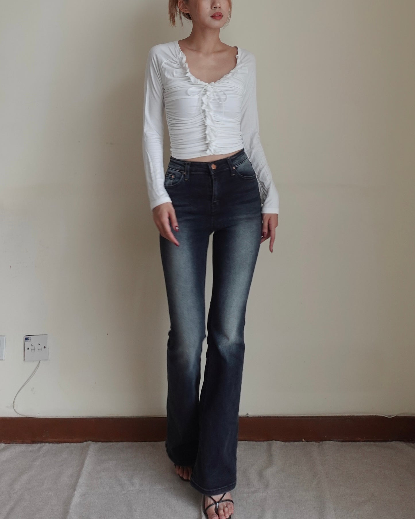Super slim fit high waist boot cut jeans