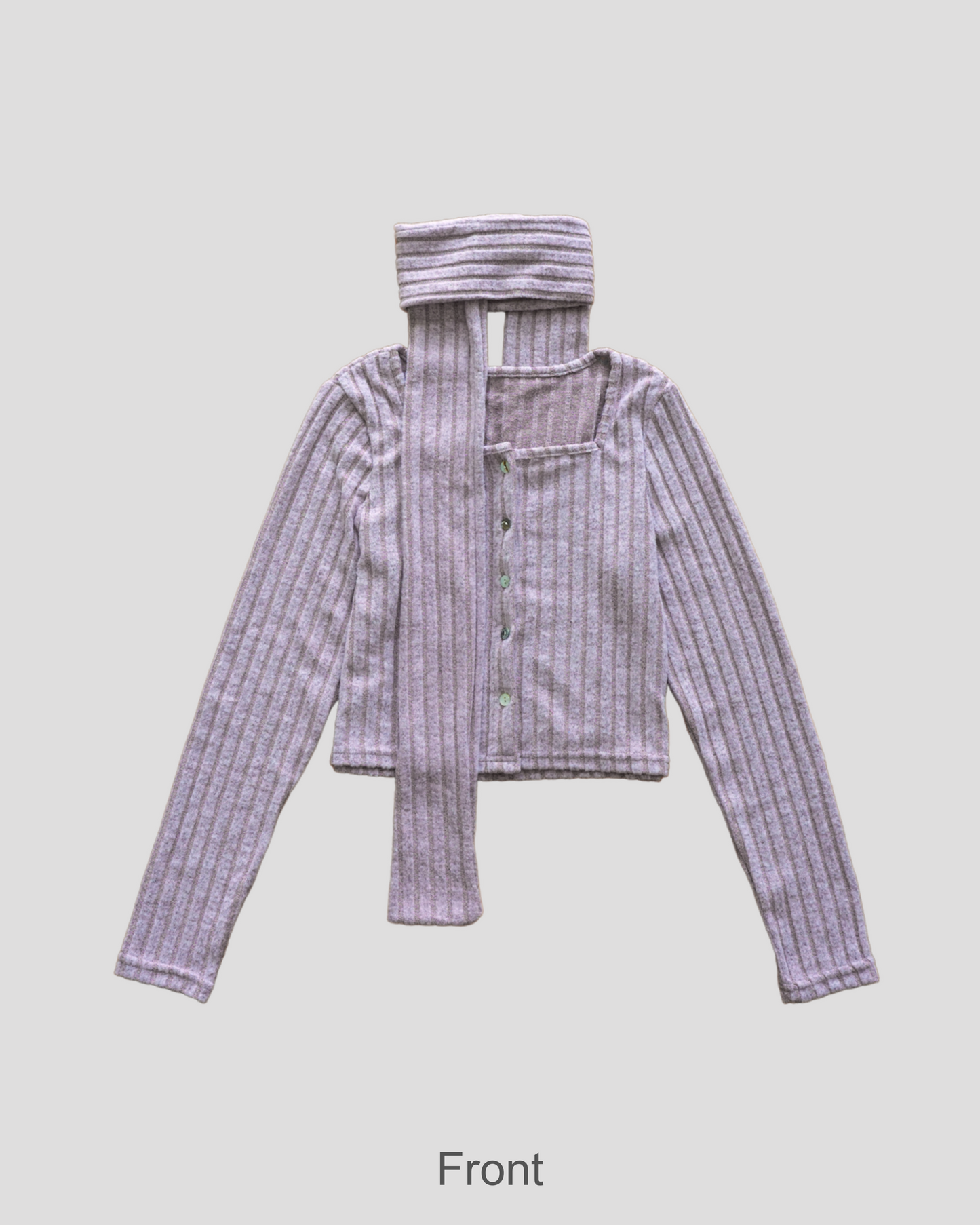 Square neck cardigan with scarf