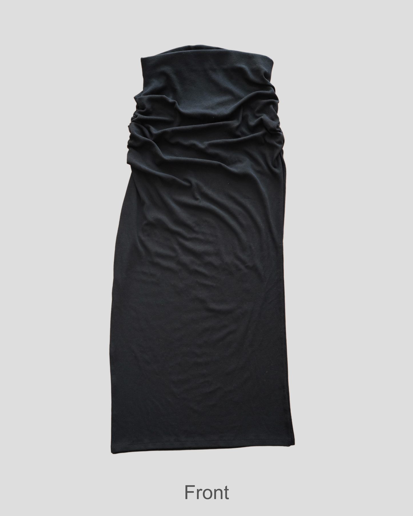 Double side split fishtail ruched cotton maxi skirt