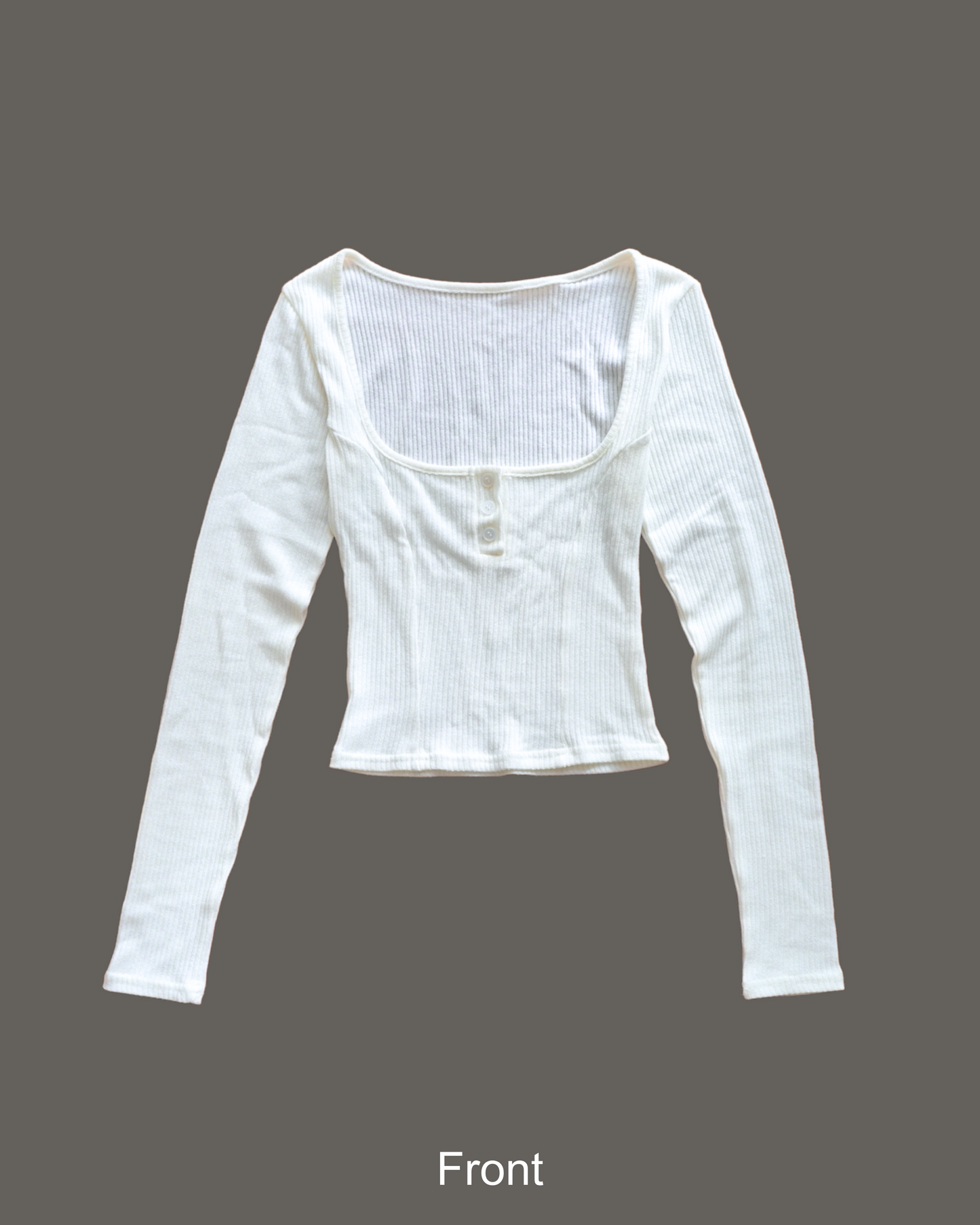 Square neck crop top with button detail