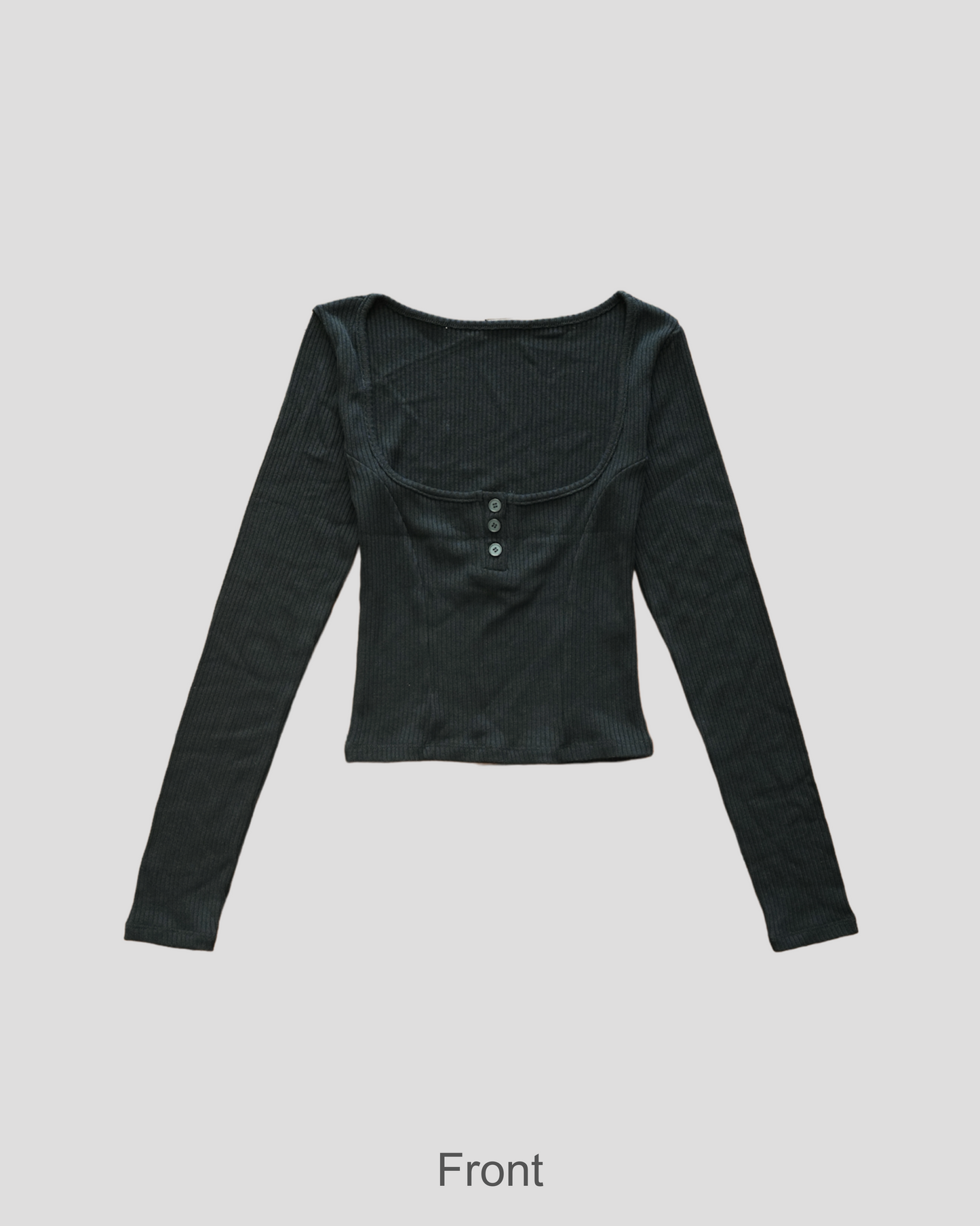 Square neck crop top with button detail