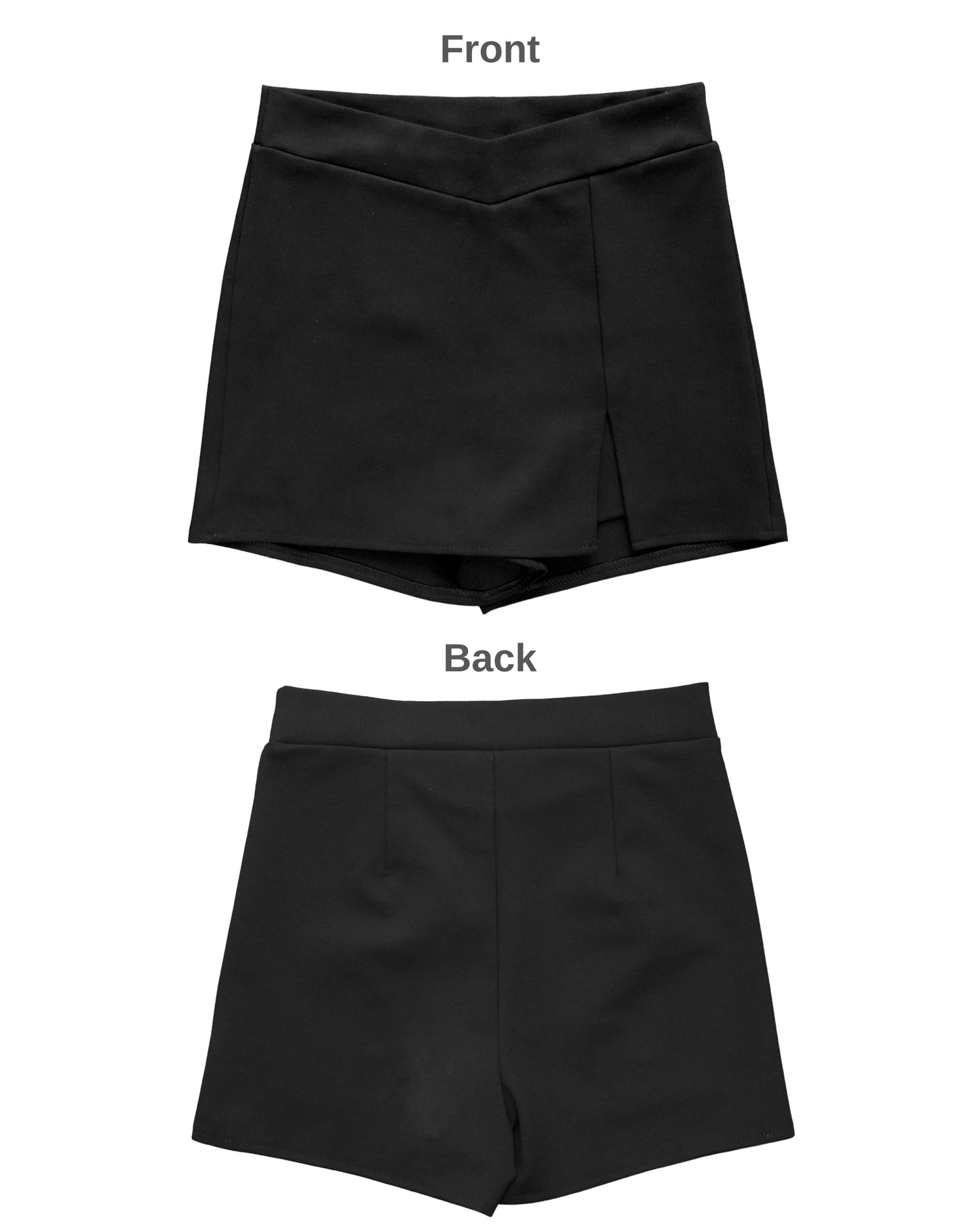 V-cut waist slit mini skort