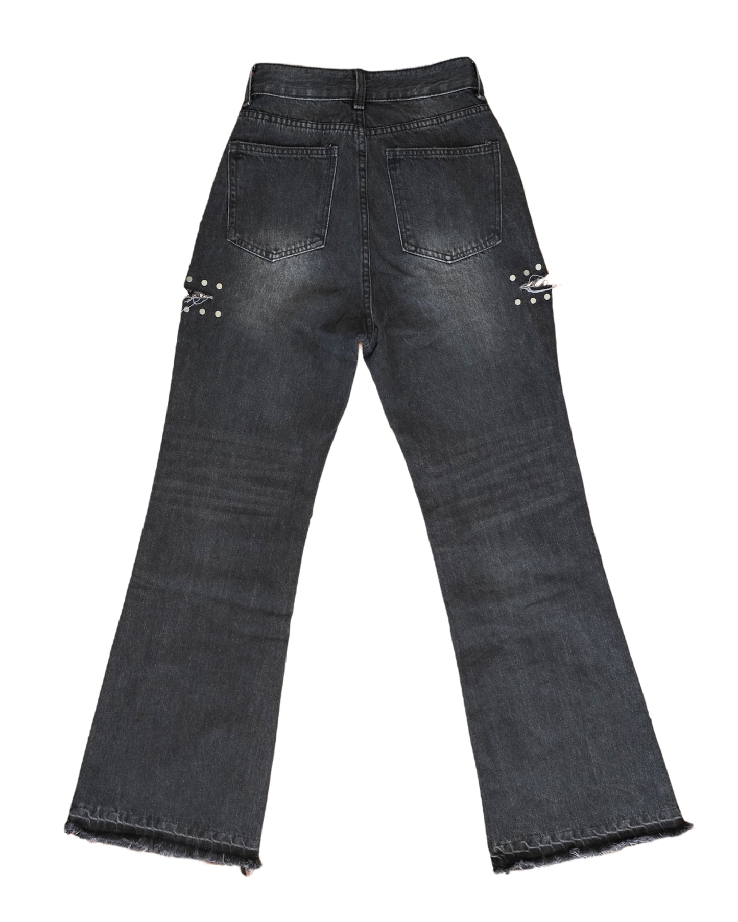 Raw edge cut out jeans
