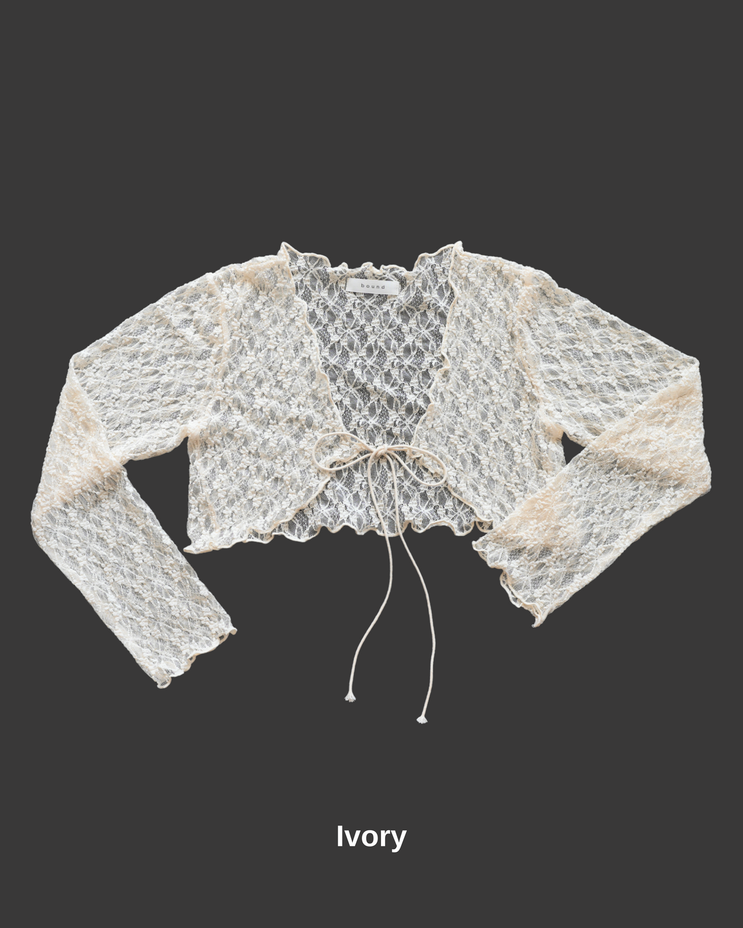 Lace tie front crop cardigan