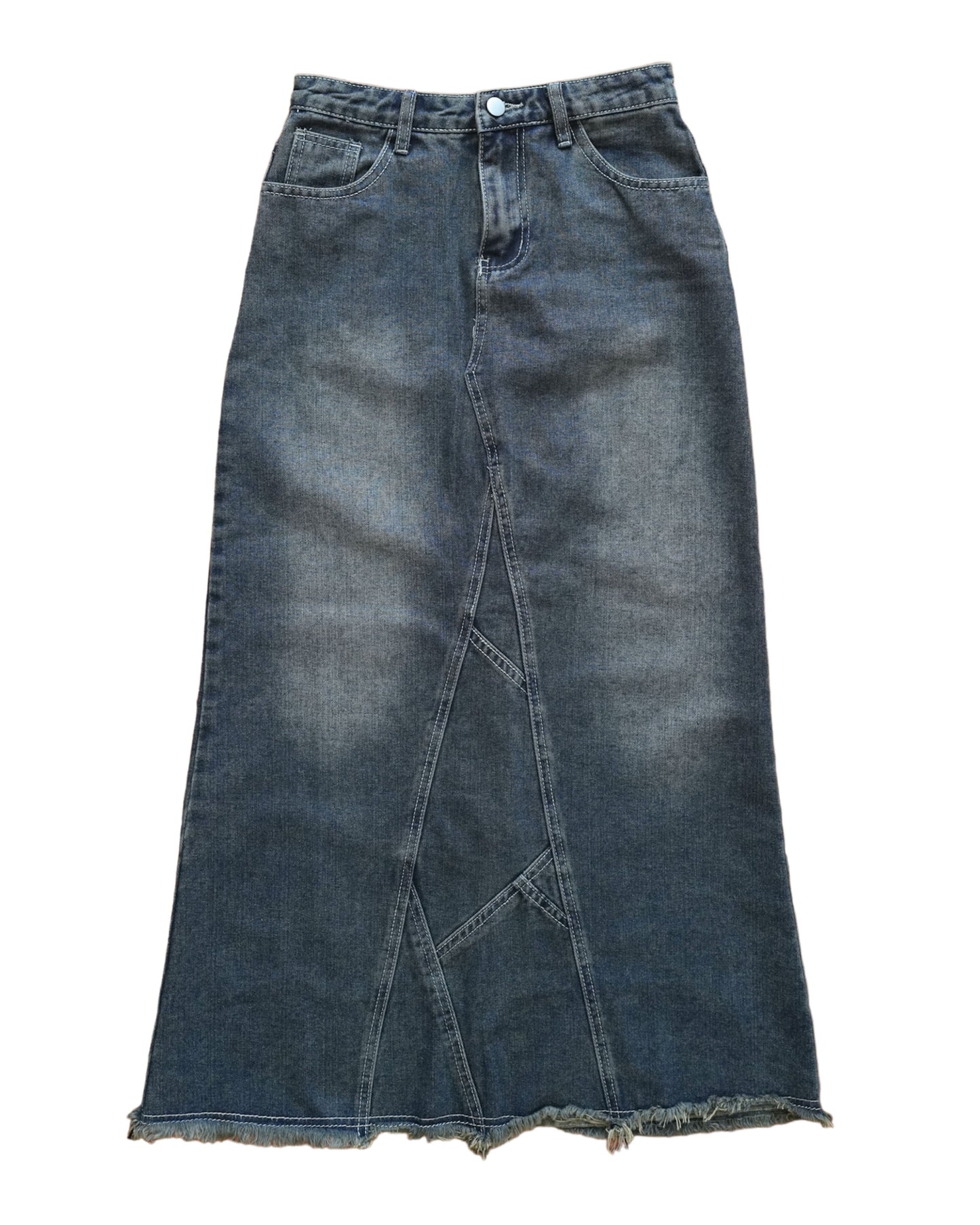 Vintage Washed Maxi Denim Skirt