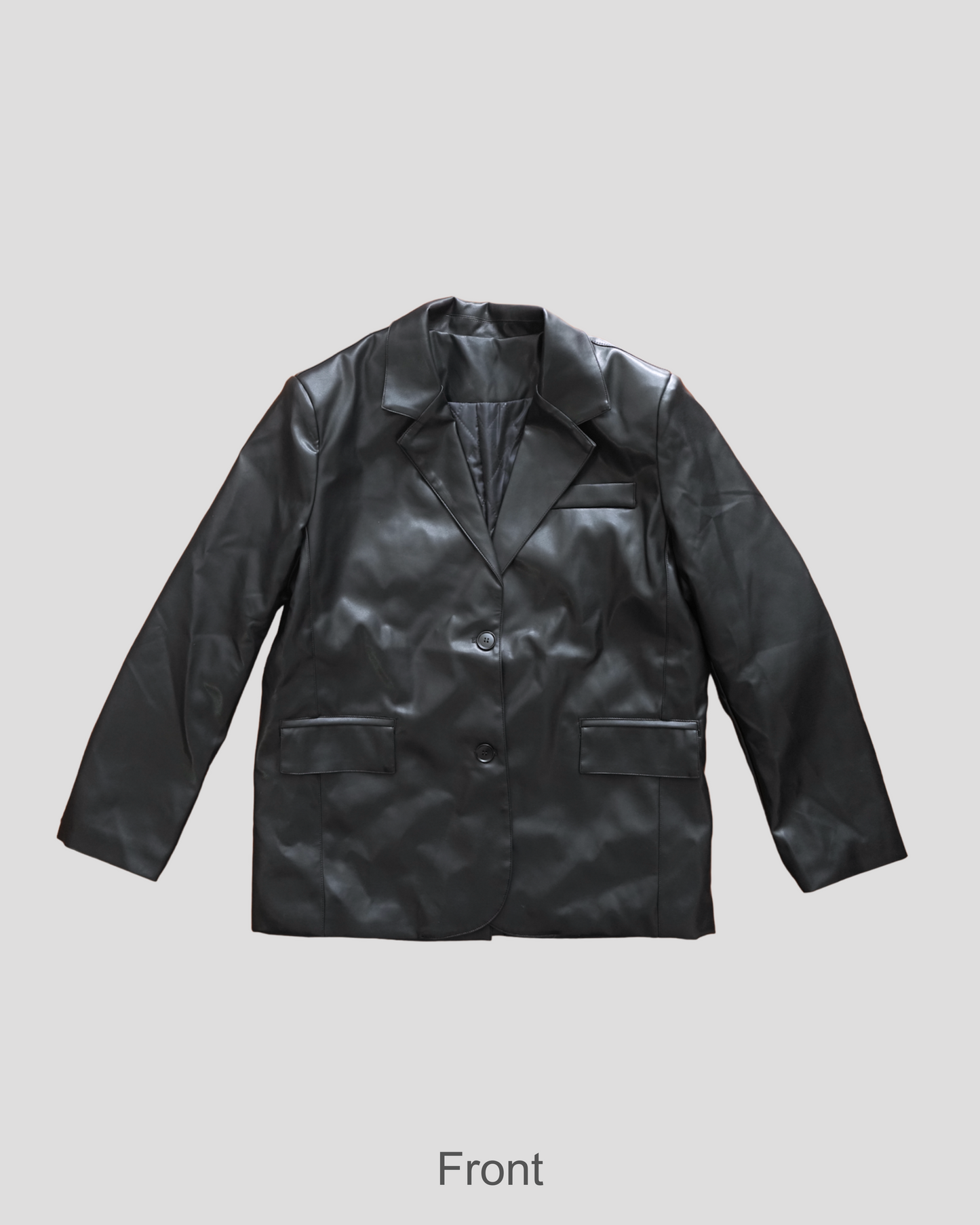 Thicken faux leather oversize blazer