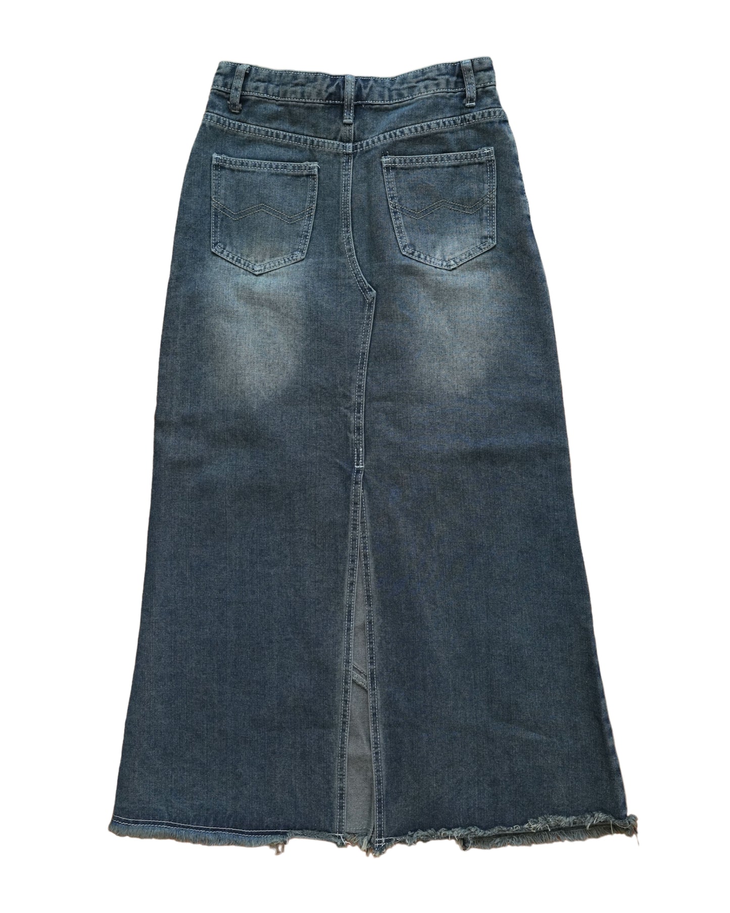 Vintage Washed Maxi Denim Skirt