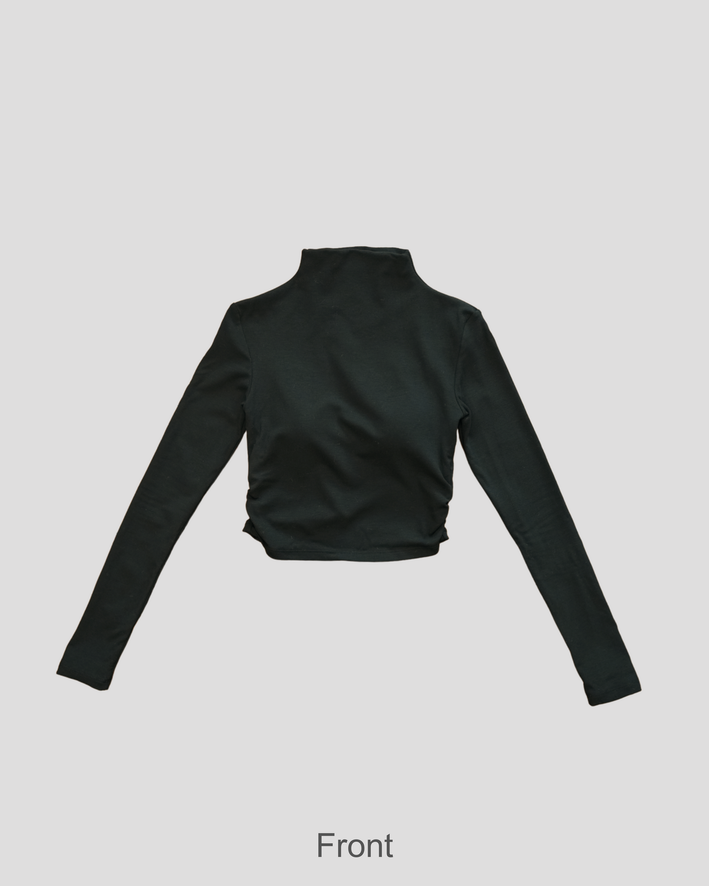 Basic turtle neck smooth cotton padded crop top