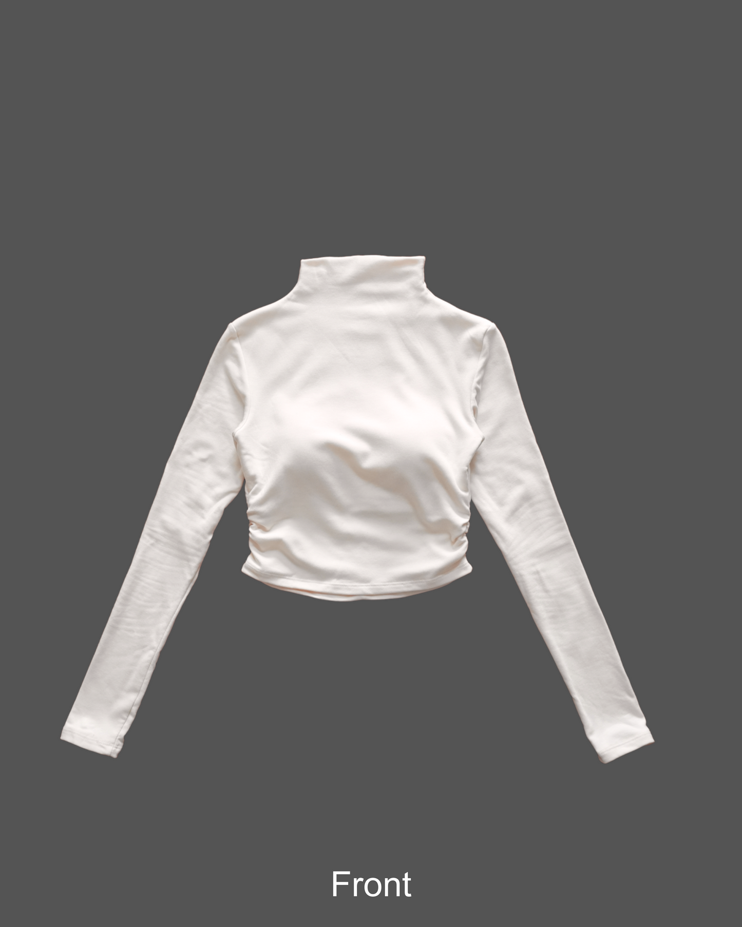 Basic turtle neck smooth cotton padded crop top