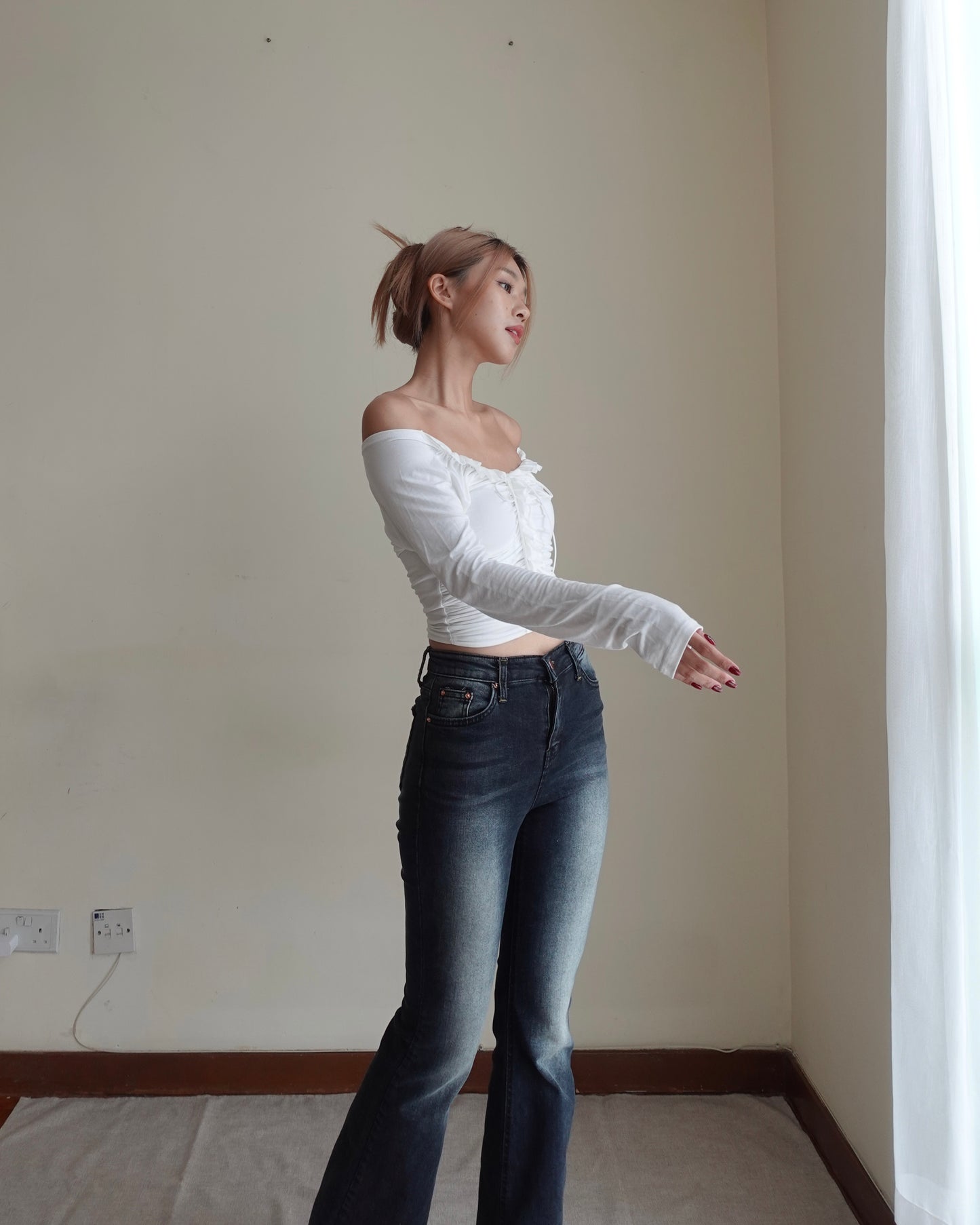 Super slim fit high waist boot cut jeans