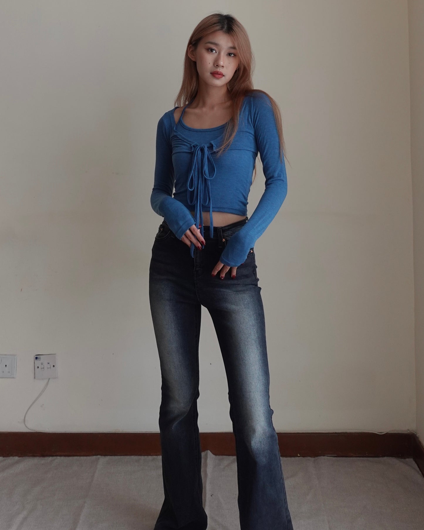 Super slim fit high waist boot cut jeans