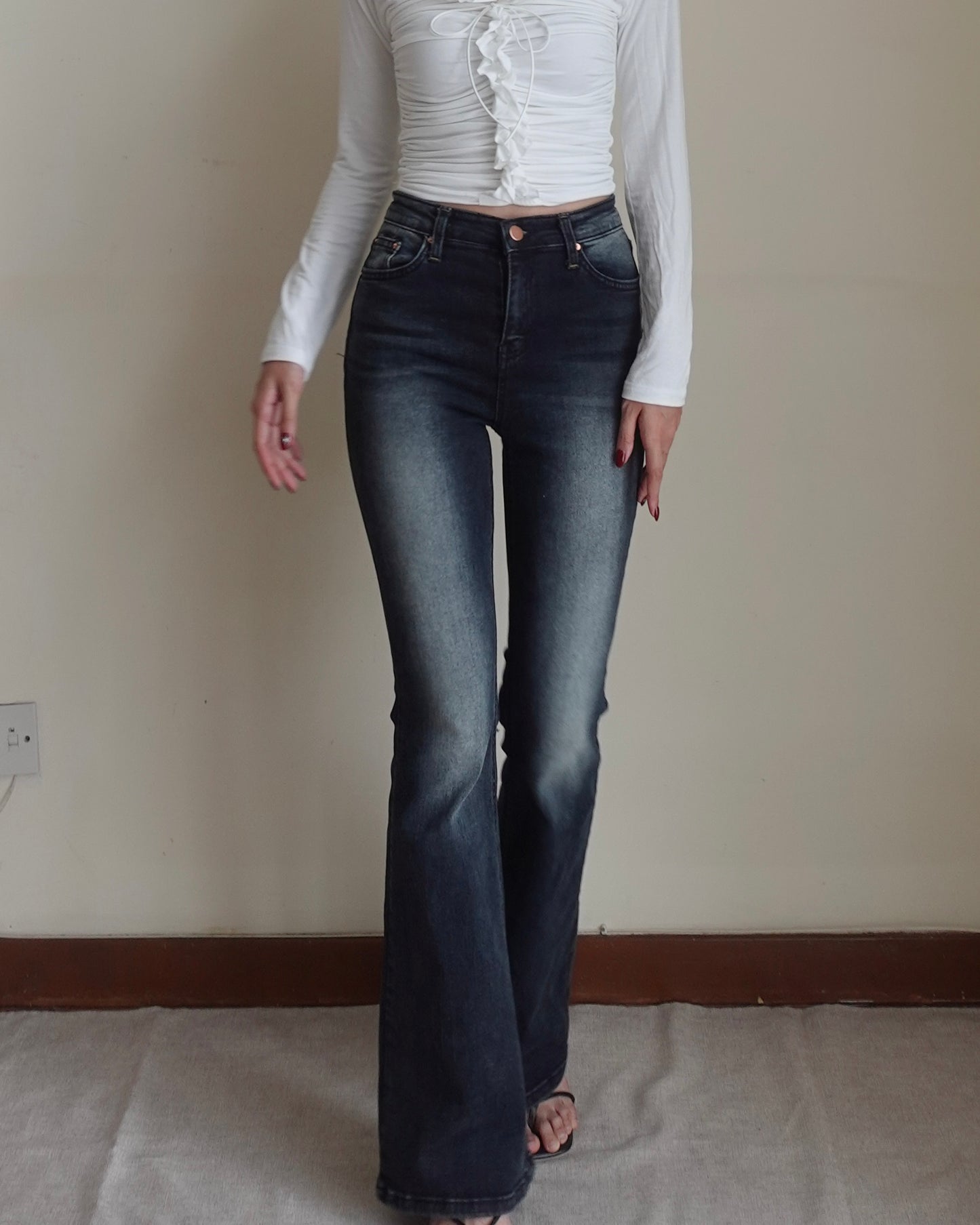 Super slim fit high waist boot cut jeans