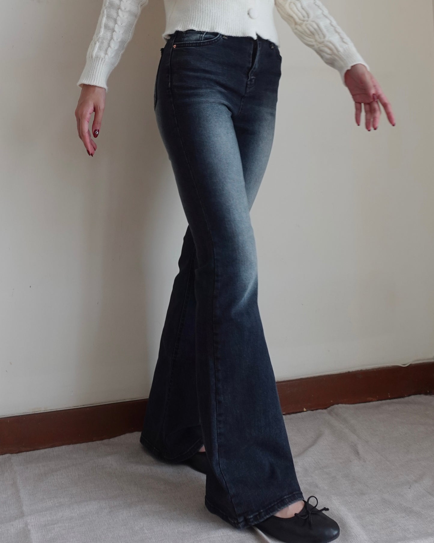 Super slim fit high waist boot cut jeans
