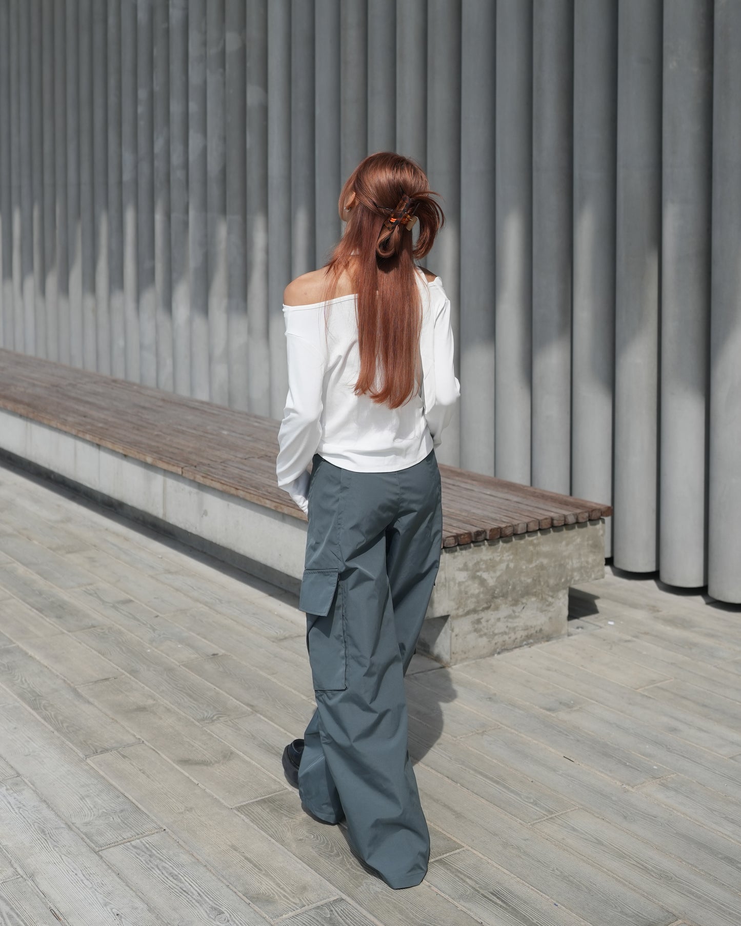 Wide leg parachute pants