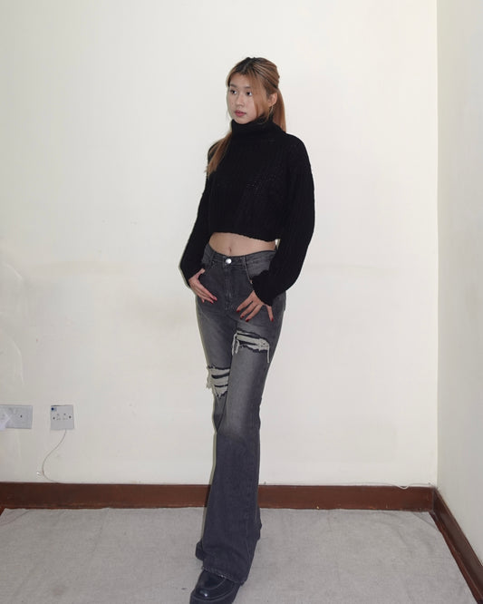 Juno distressed flare jeans