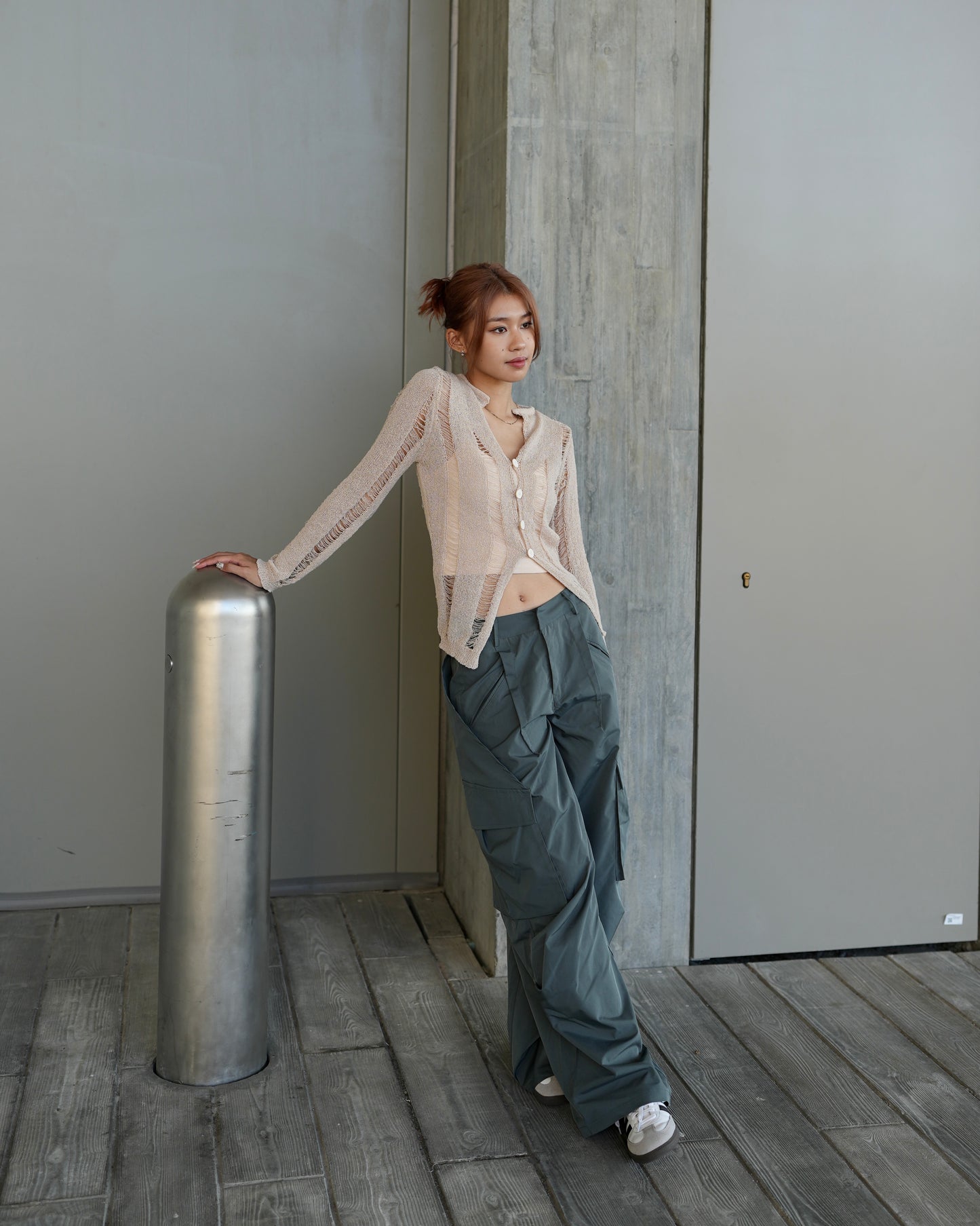 Destroyed ripped hole crochet cardigan