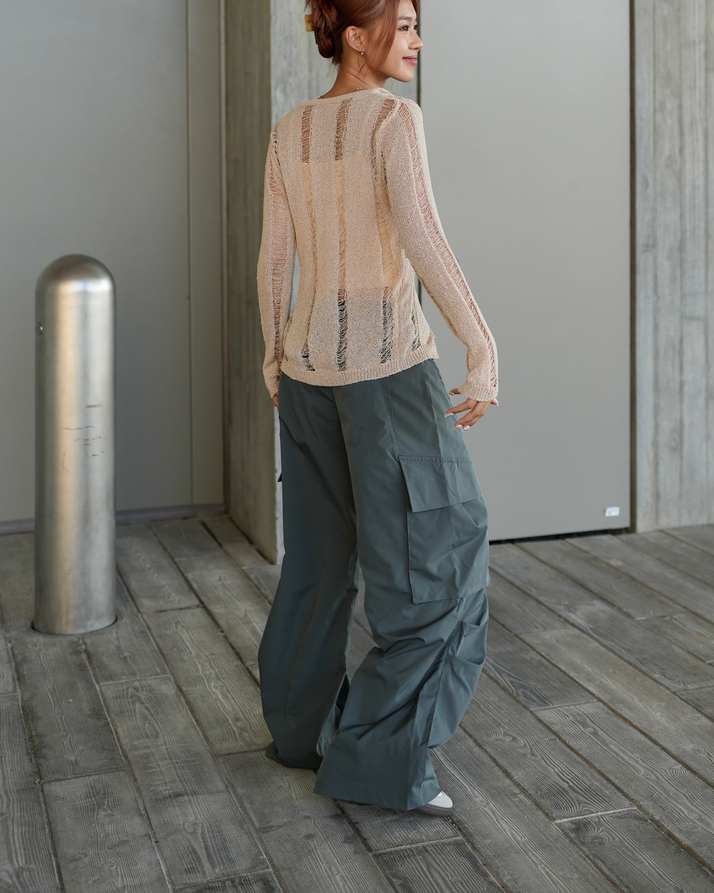 Wide leg parachute pants