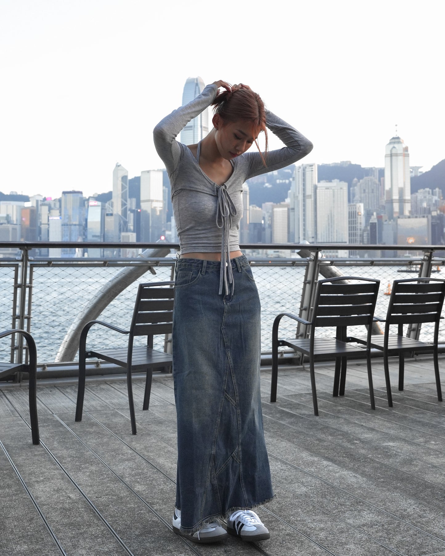 Vintage Washed Maxi Denim Skirt