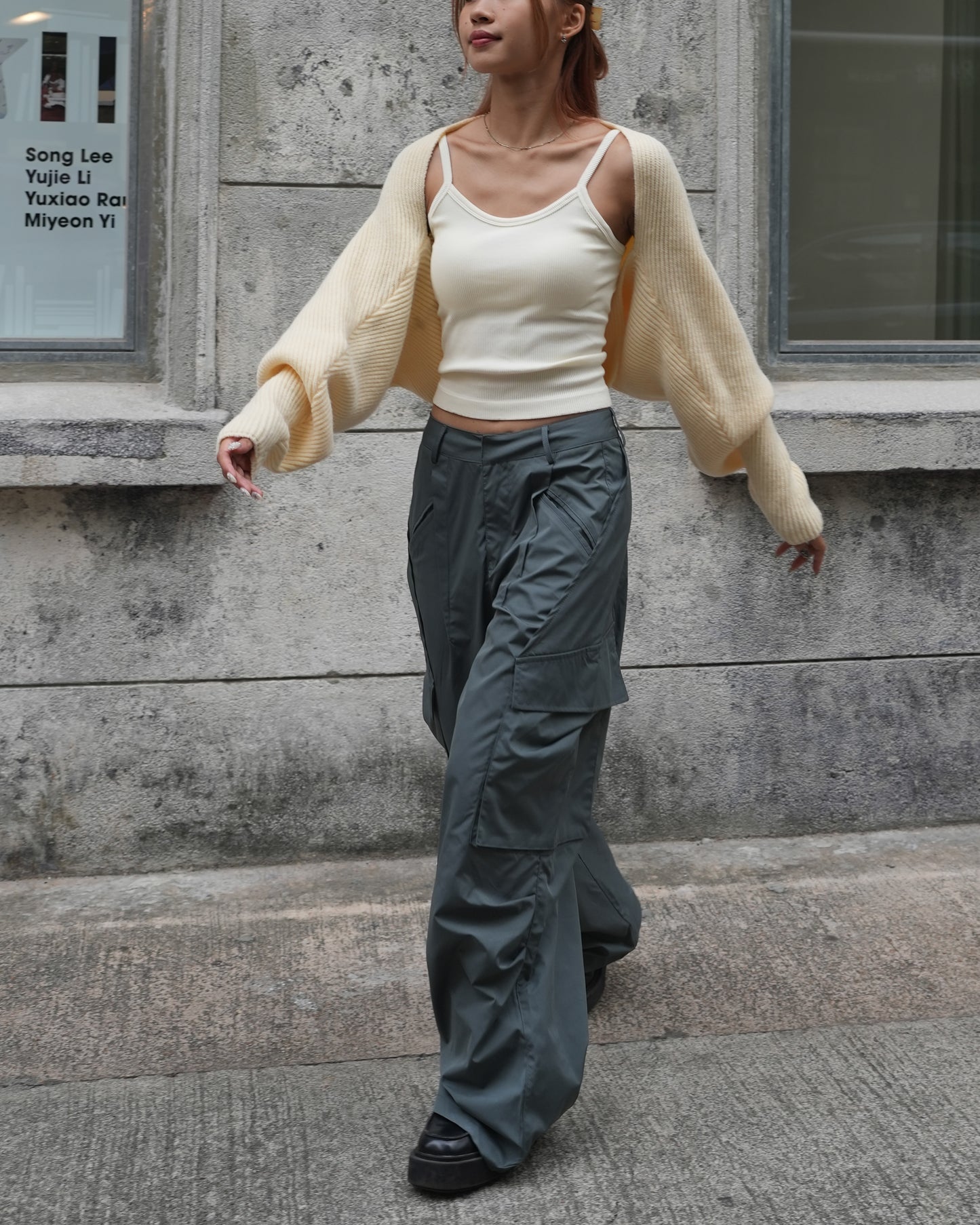 Wide leg parachute pants