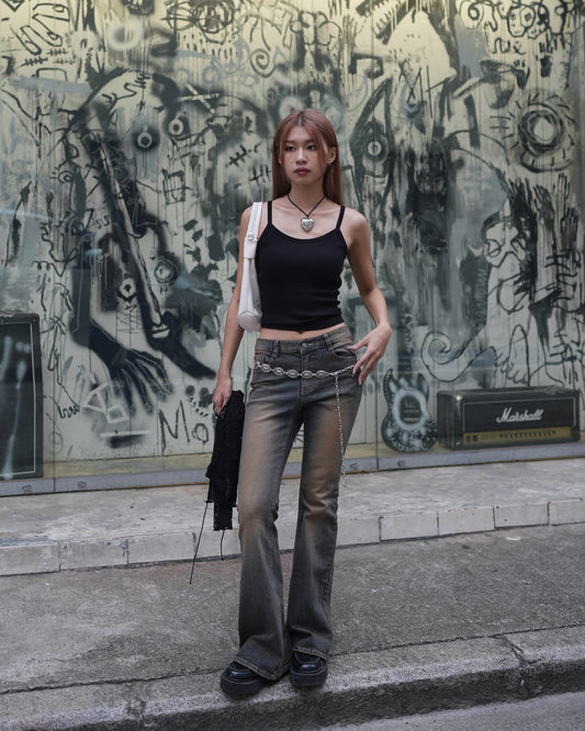 Vintage slit hem bootcut jeans