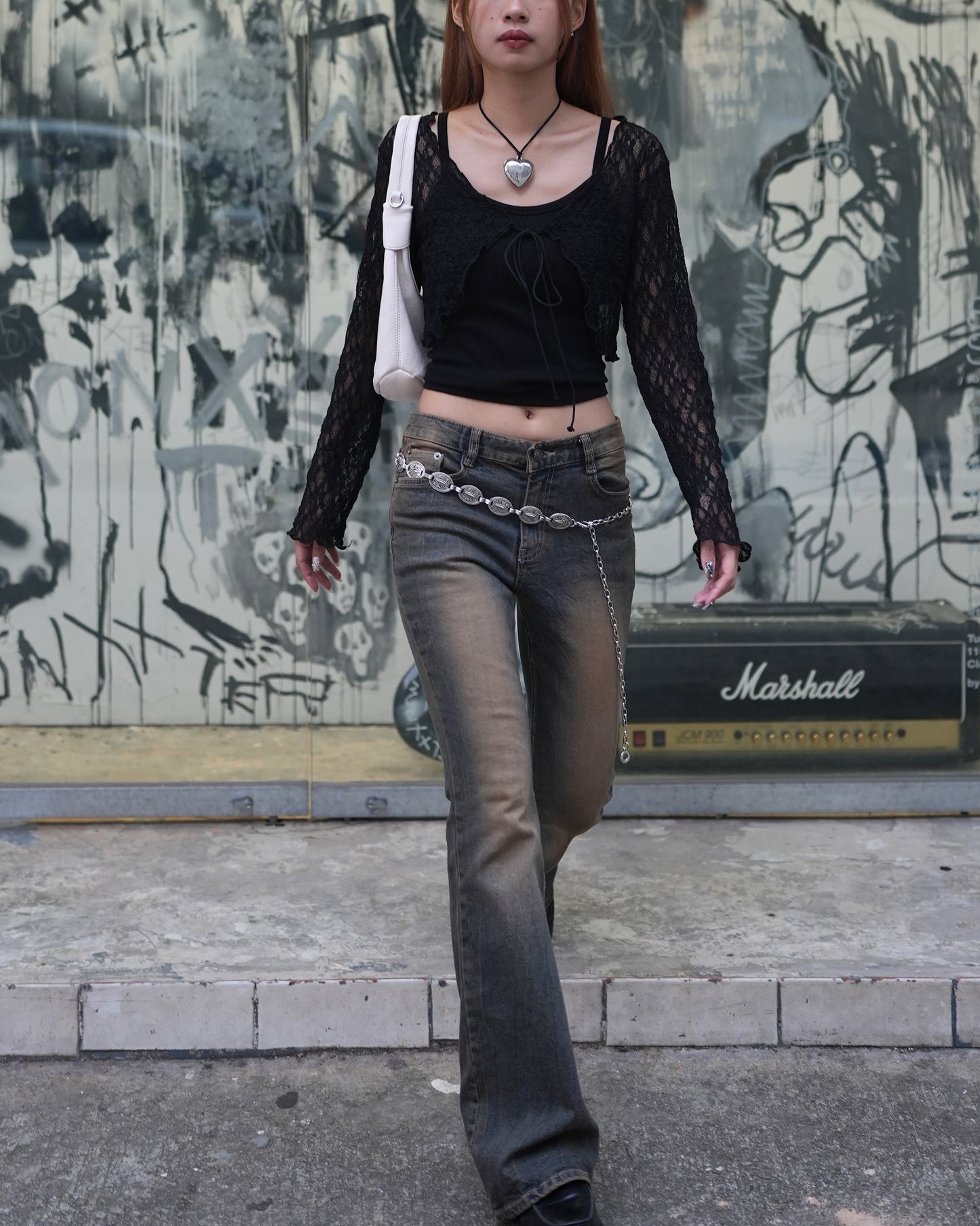 Vintage slit hem bootcut jeans