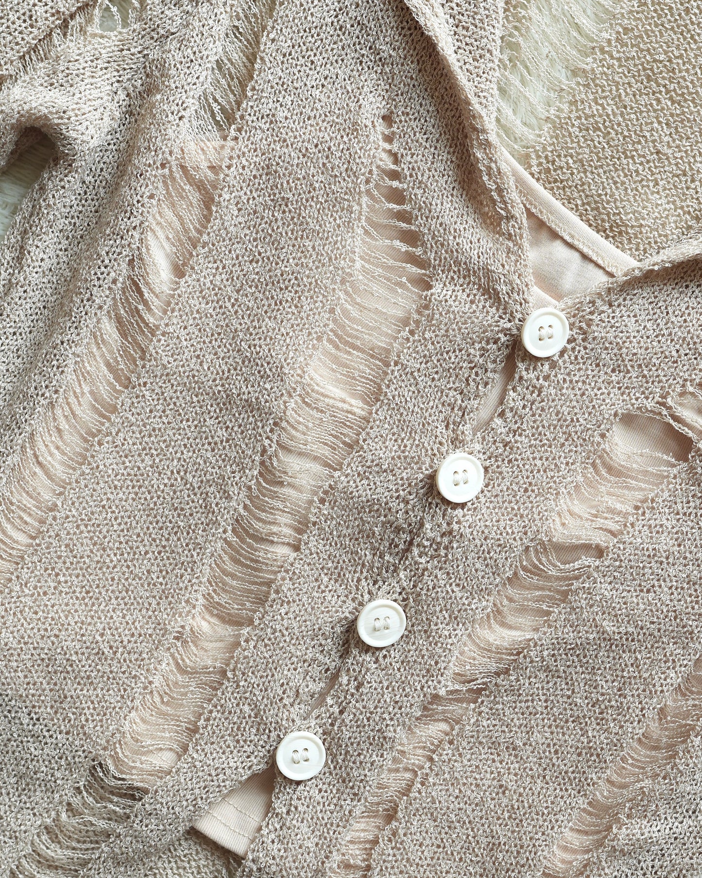 Destroyed ripped hole crochet cardigan