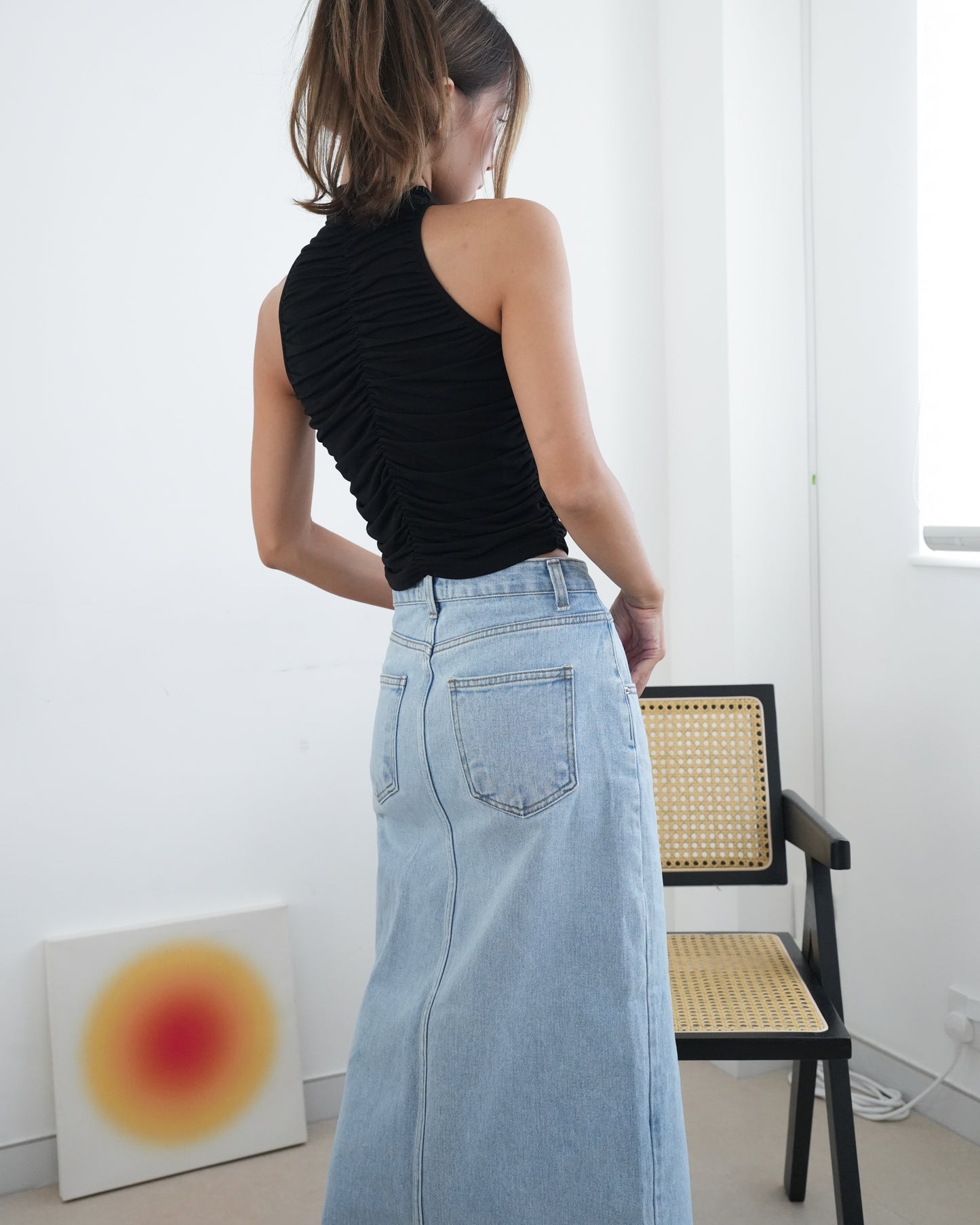 Mock neck ruched tank top