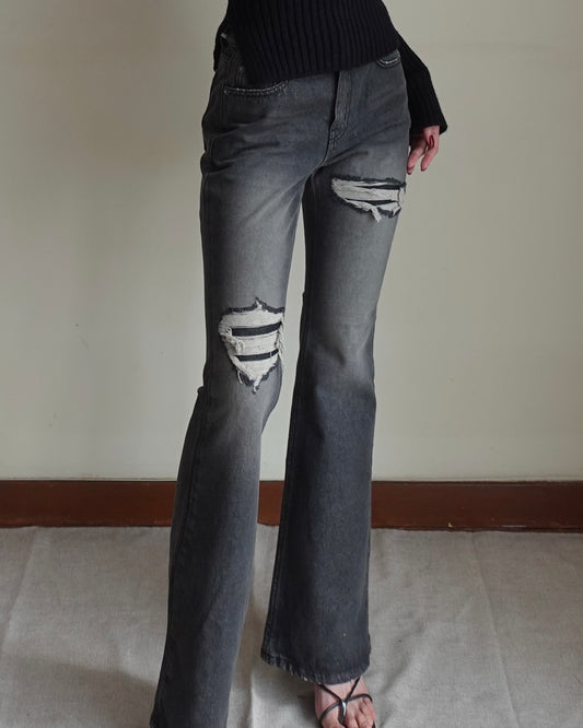 Juno distressed flare jeans