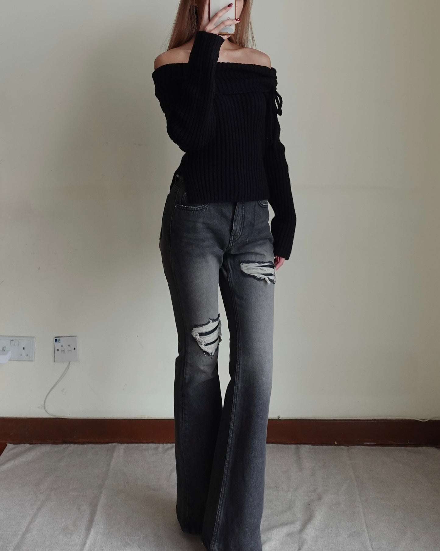 Juno distressed flare jeans