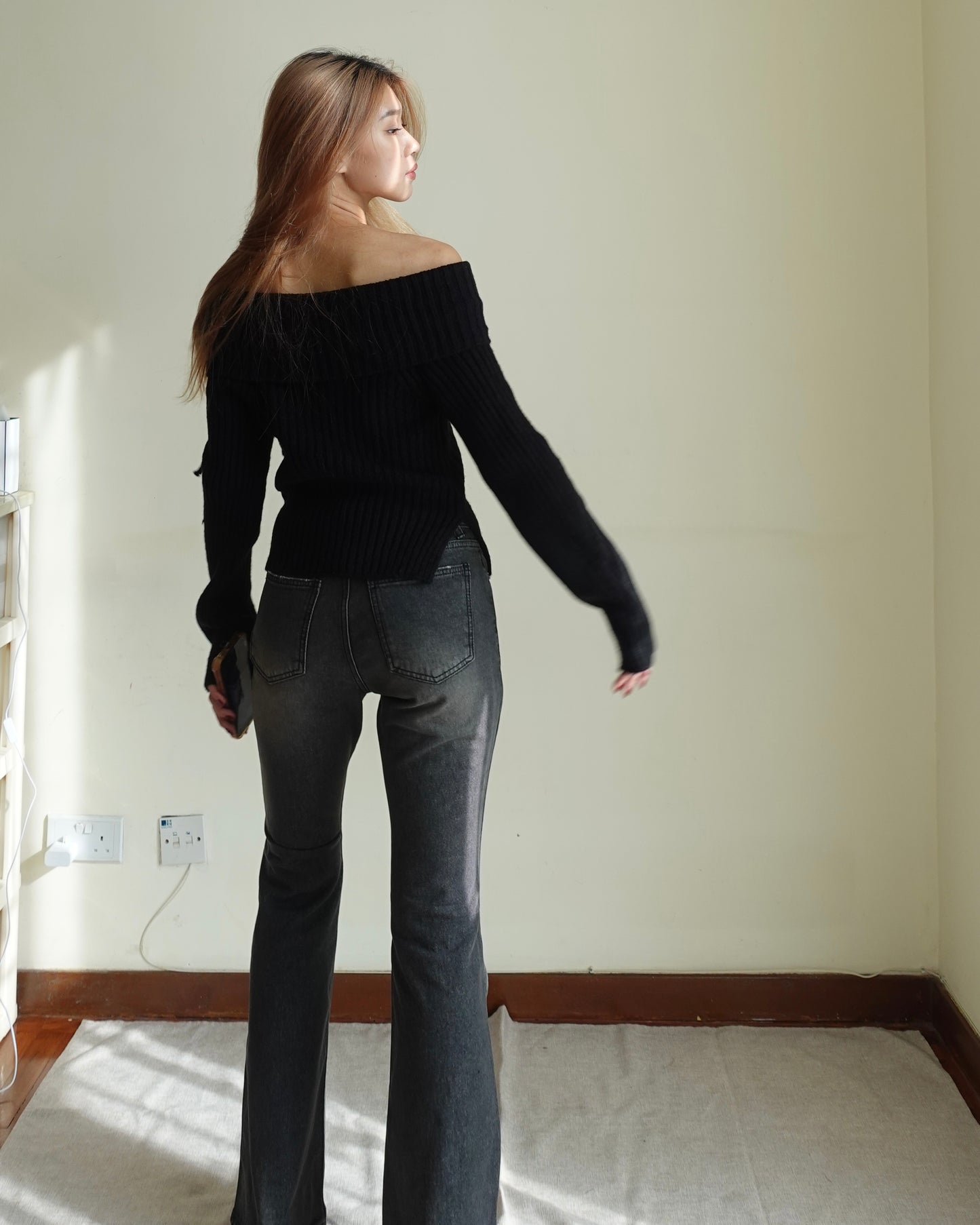 Juno distressed flare jeans