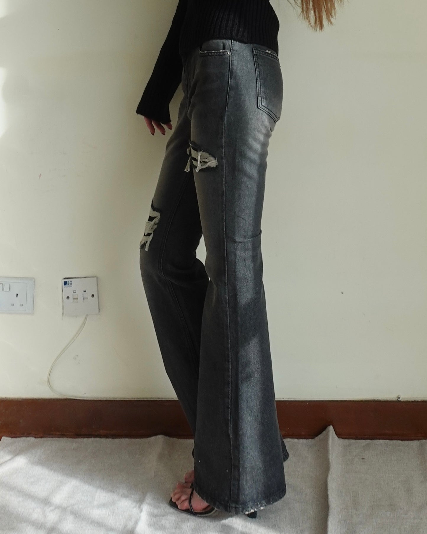 Juno distressed flare jeans