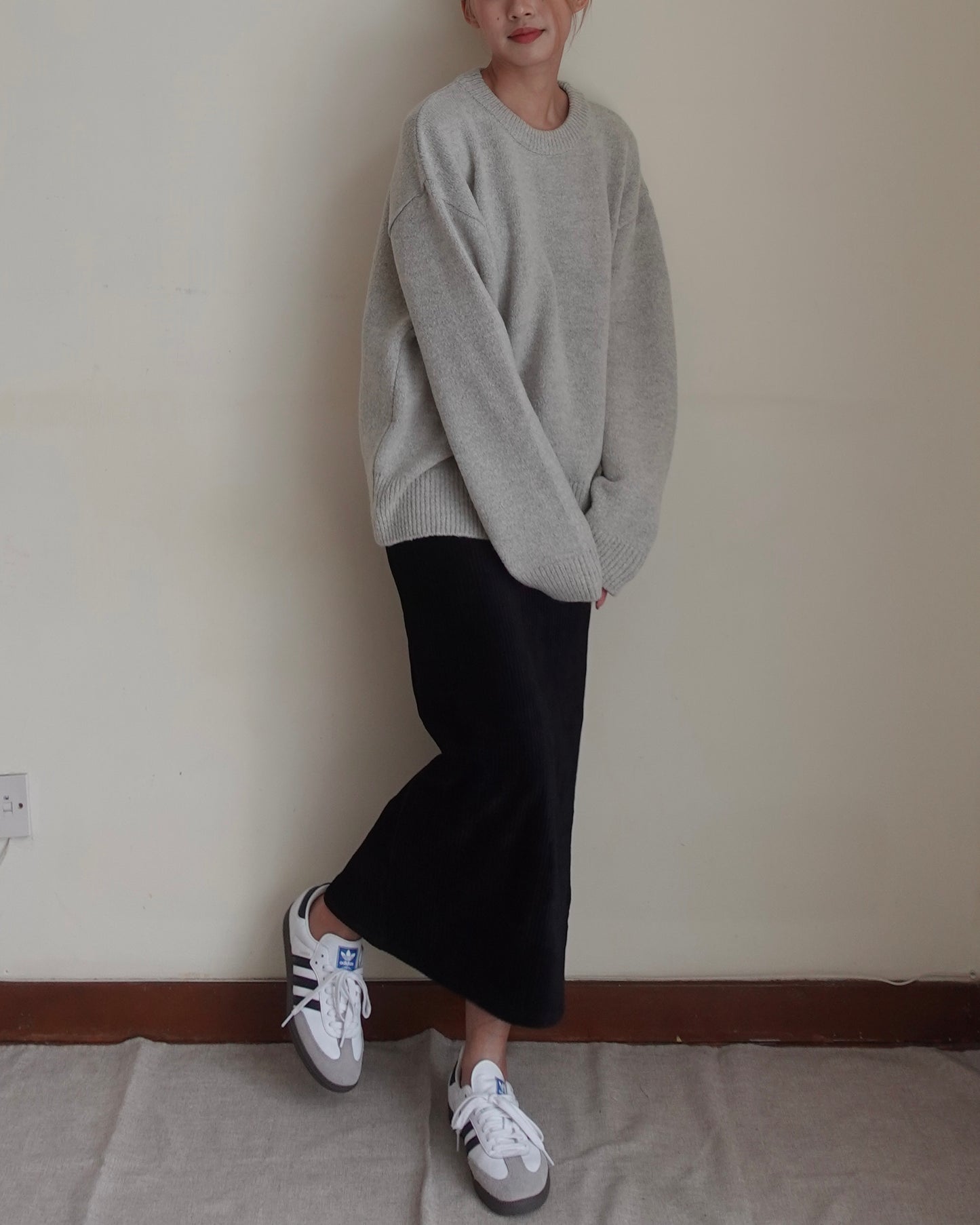 Corduroy maxi skirt with split hem