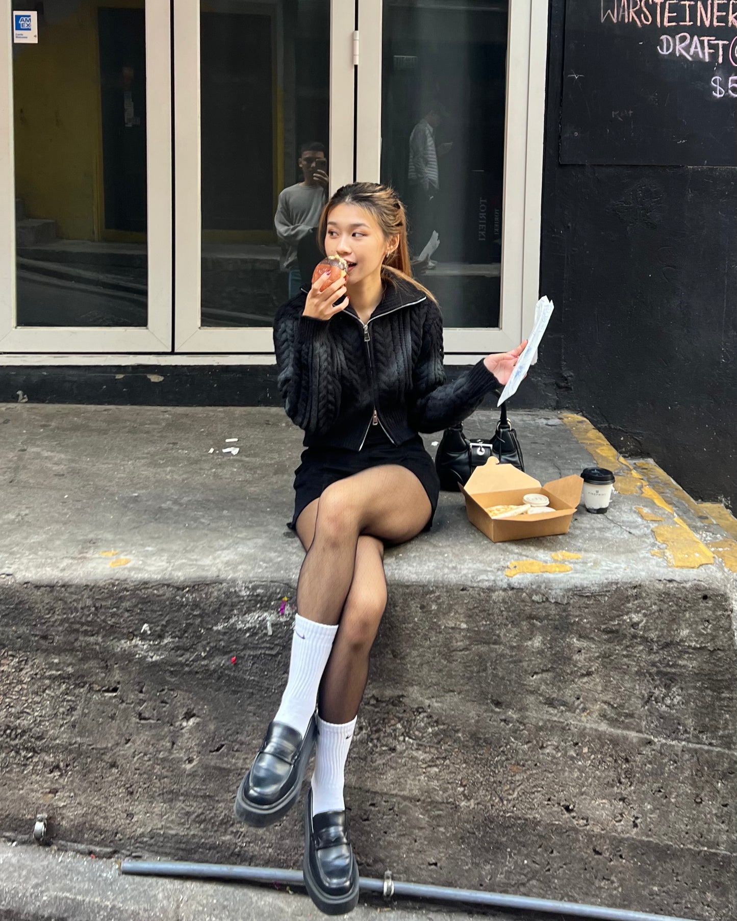 High neck cable knit zip up cardigan