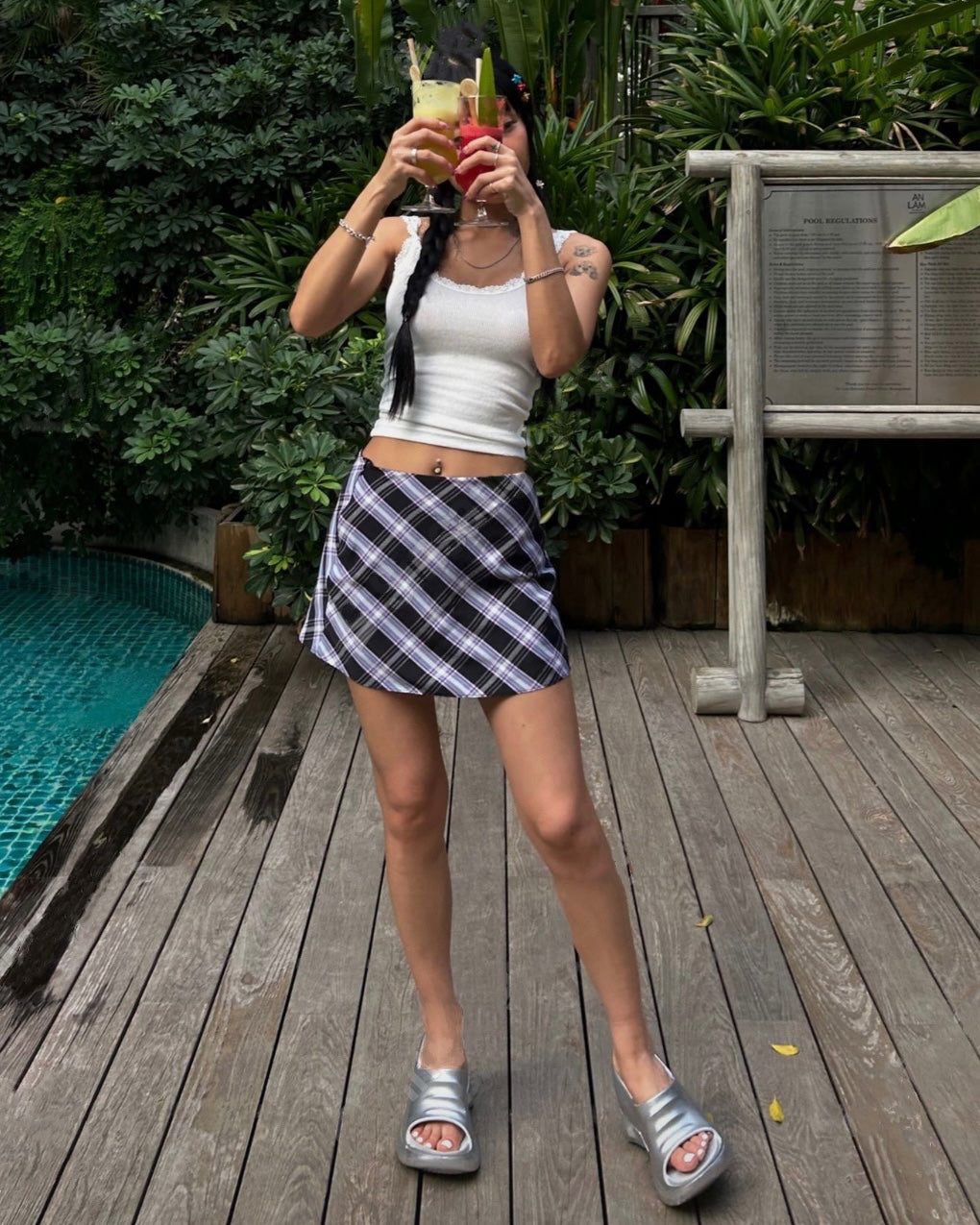 Y2k plaid mini skirt