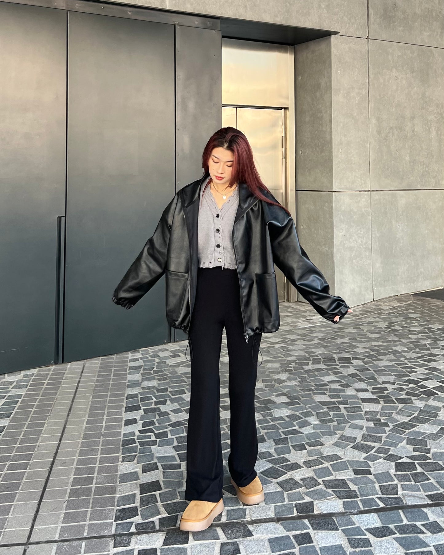 Distressed cropped cardigan