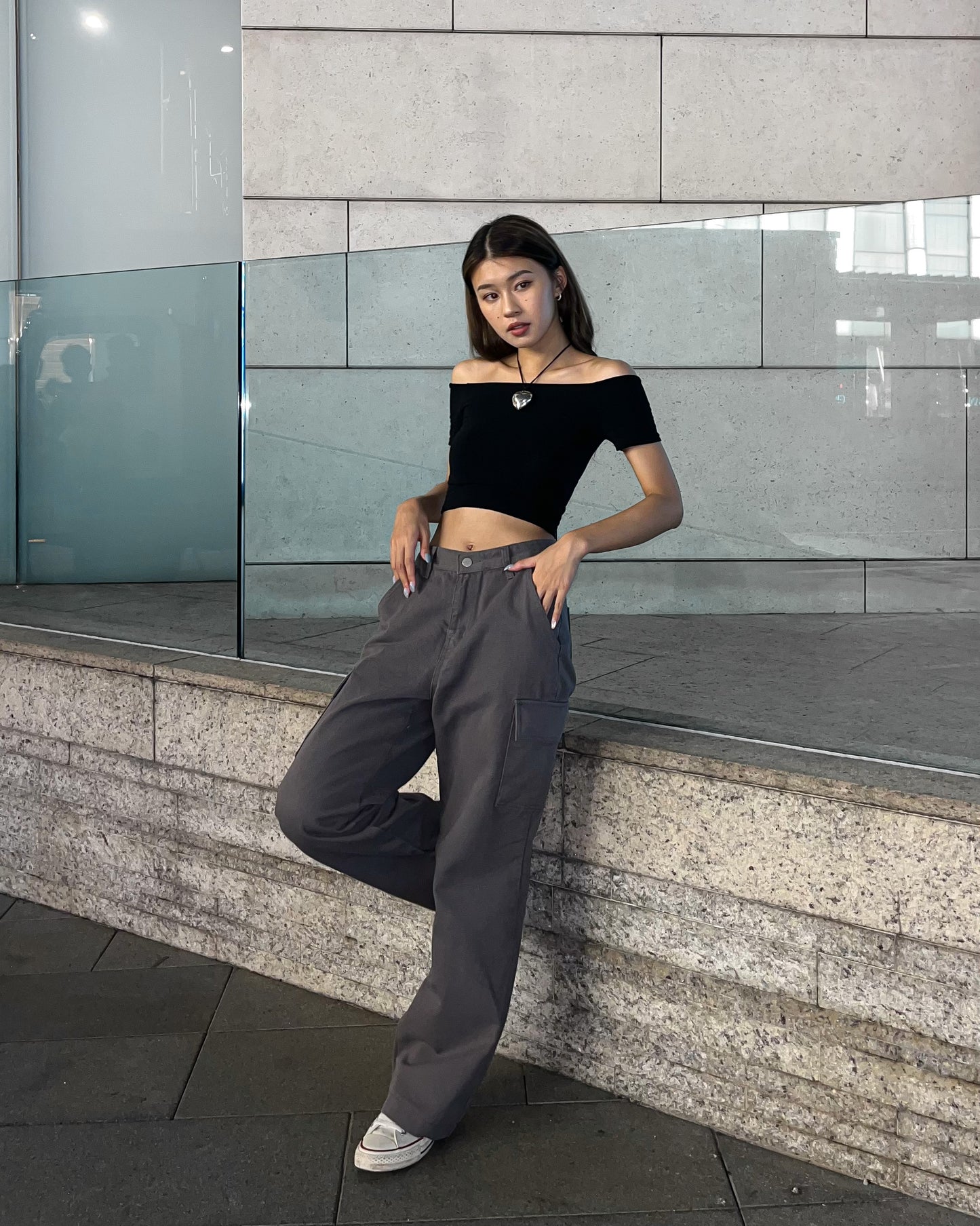 Off-shoulder crop top