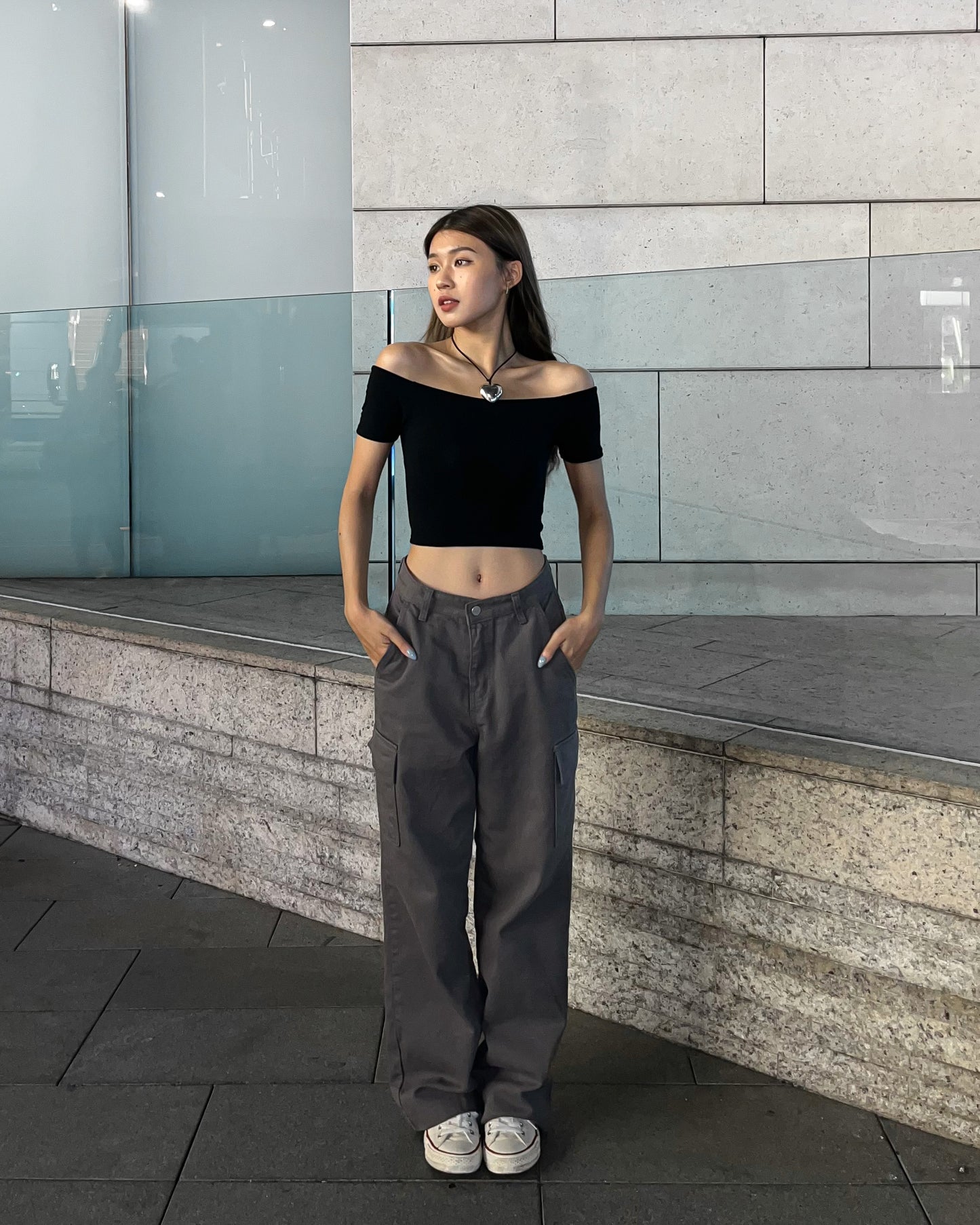 Off-shoulder crop top