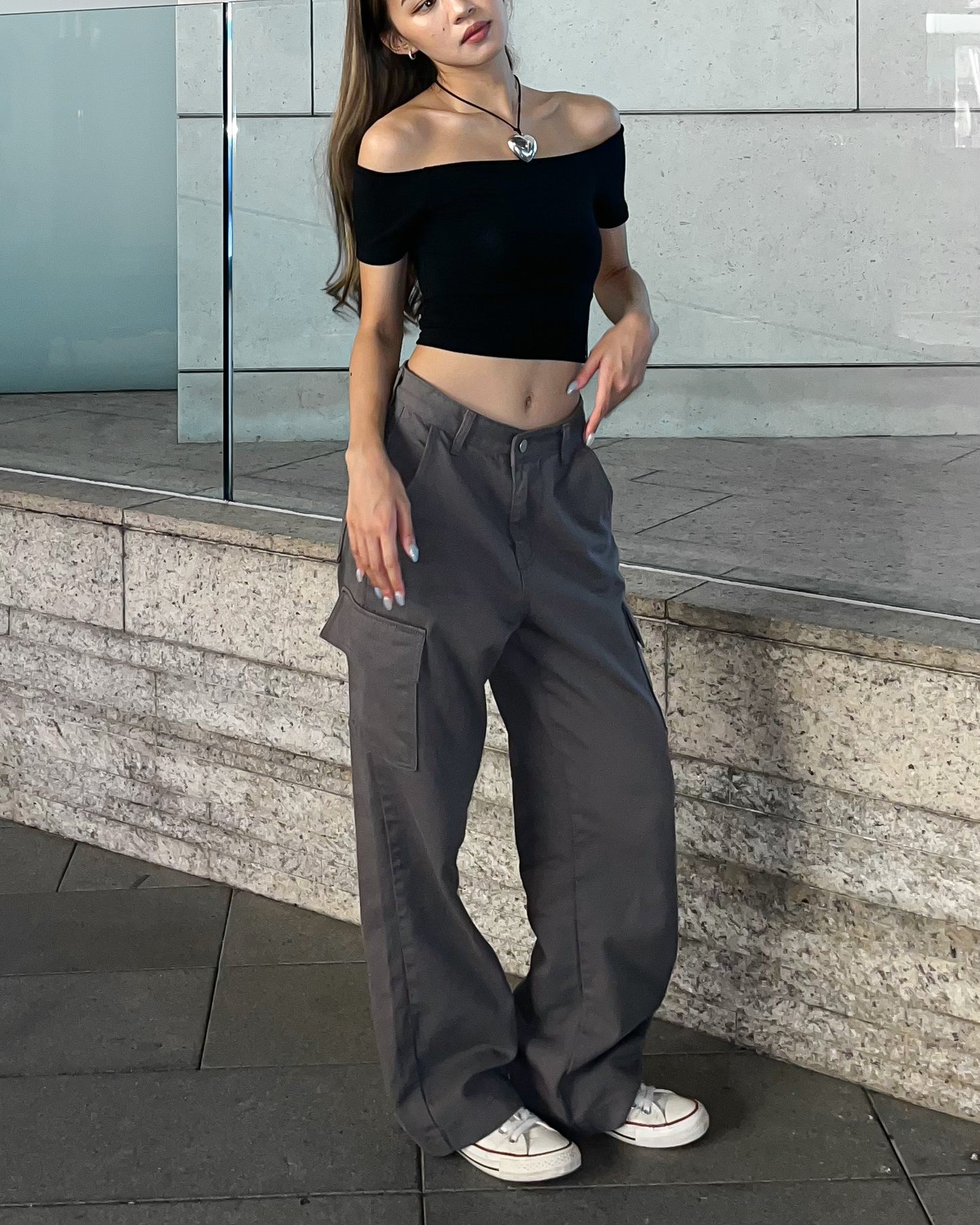 Off-shoulder crop top