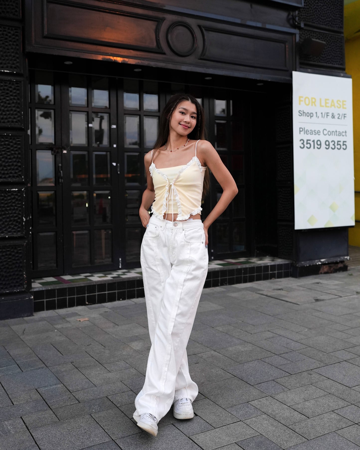 Tie front lace top