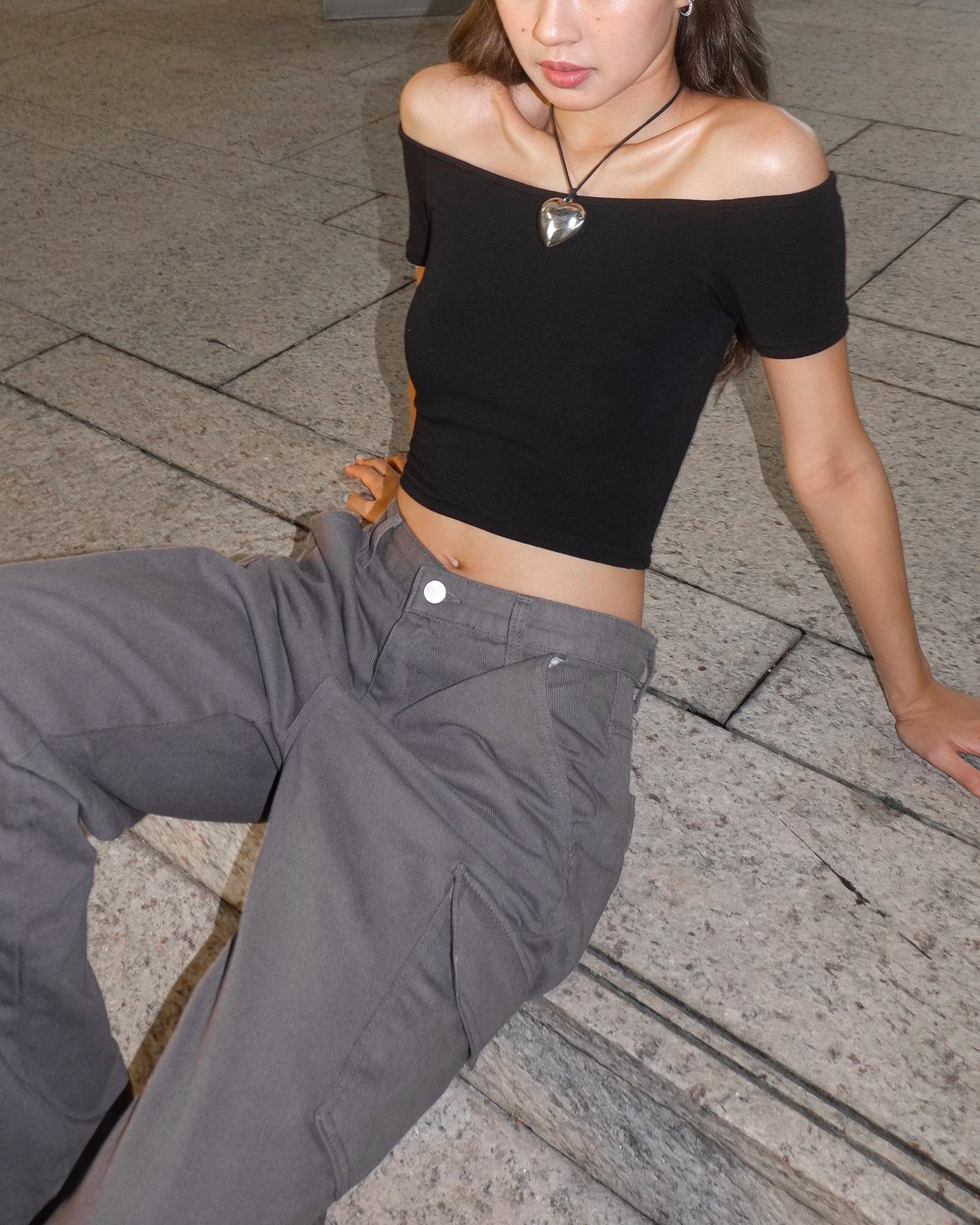 Off-shoulder crop top