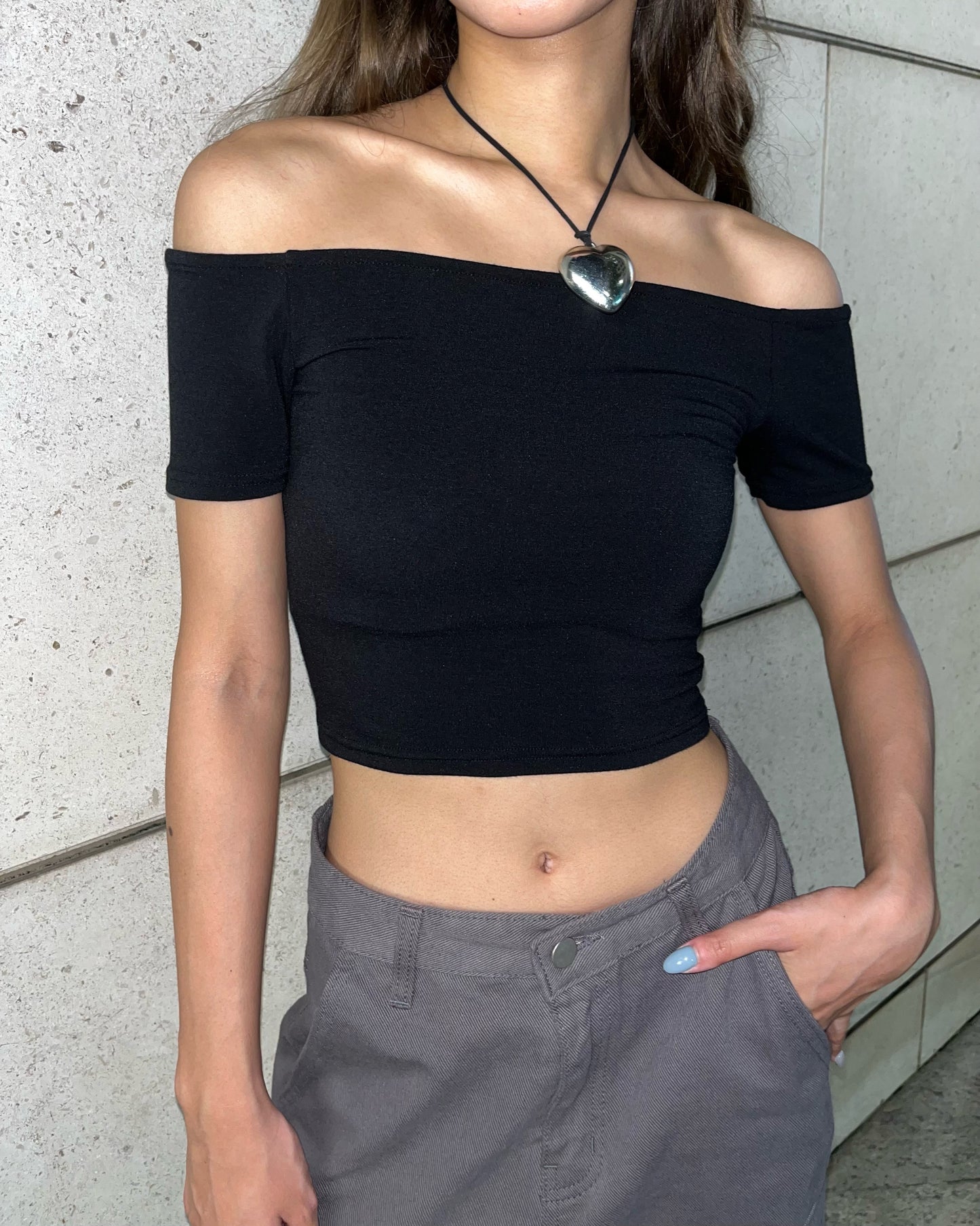 Off-shoulder crop top