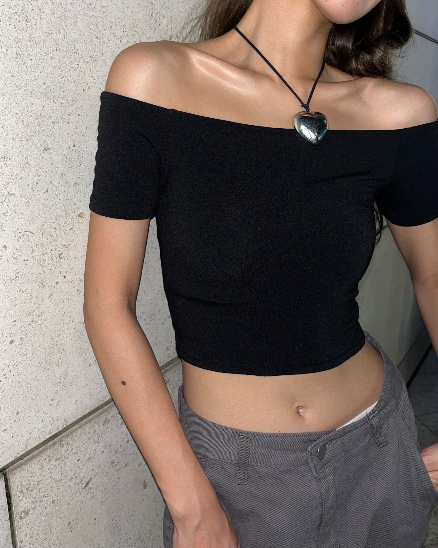 Off-shoulder crop top
