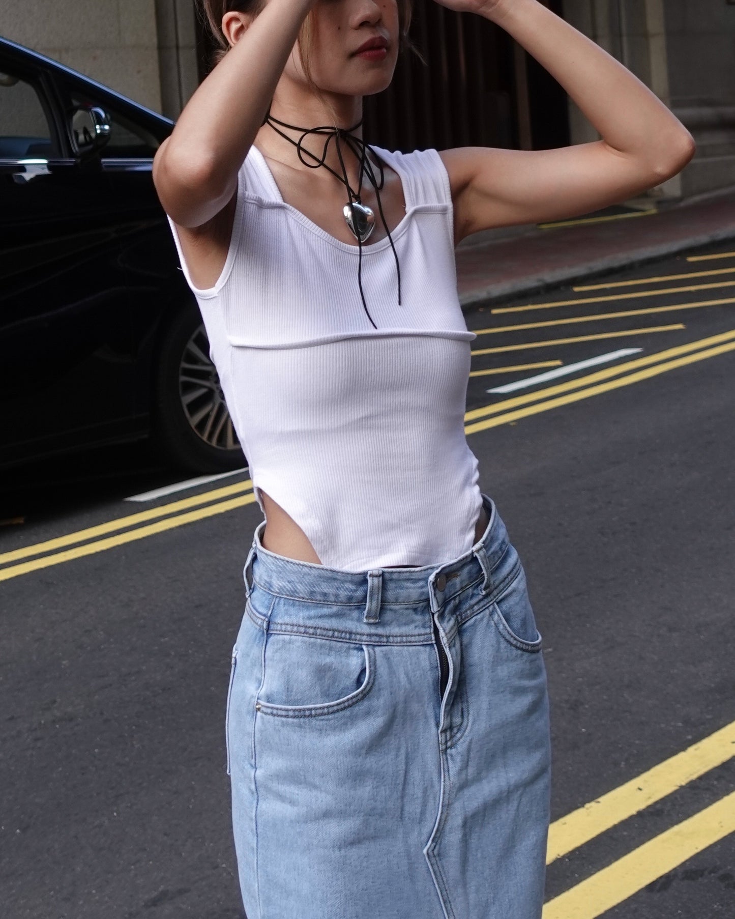 Carla back cut out top