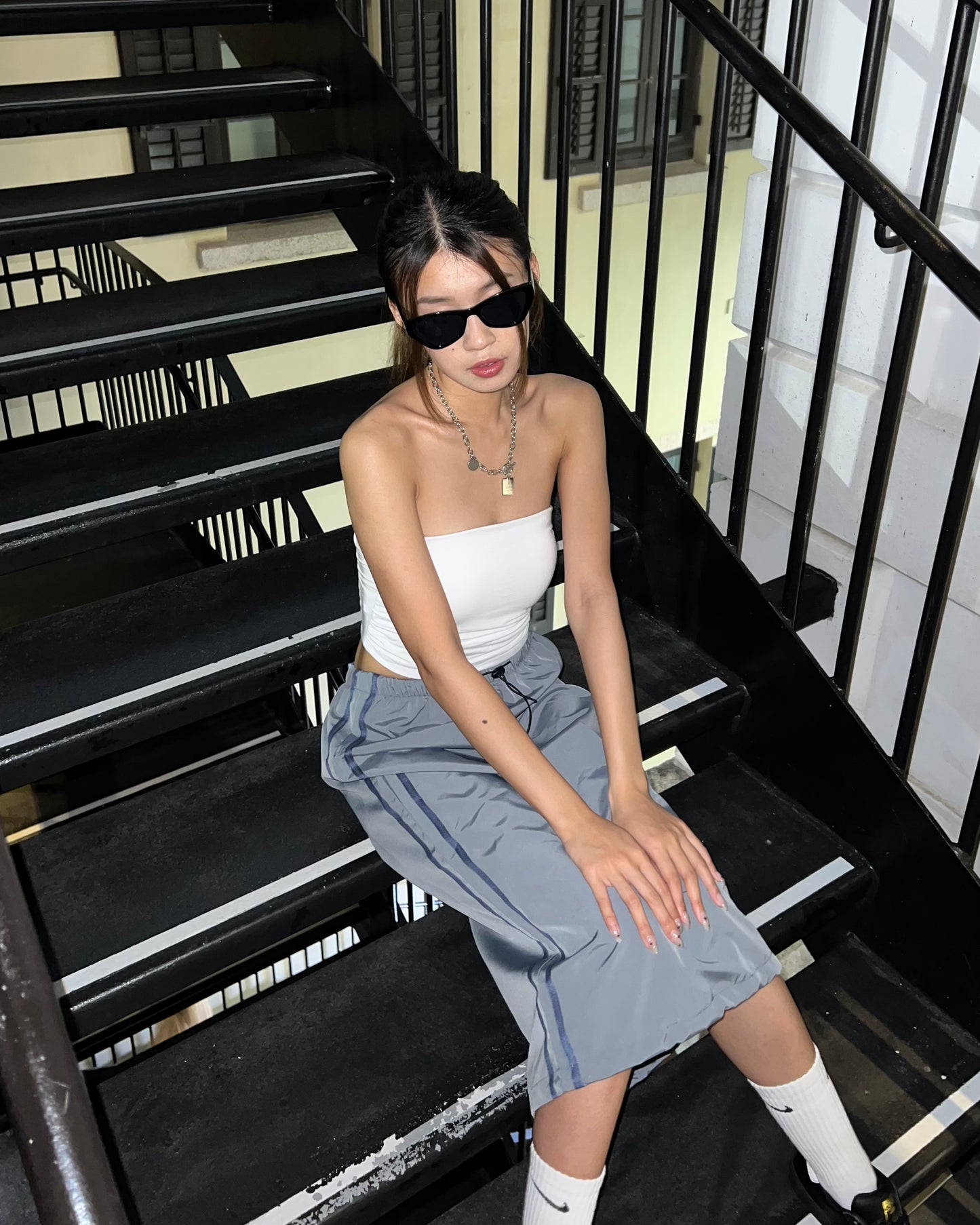 Cargo parachute midi skirt