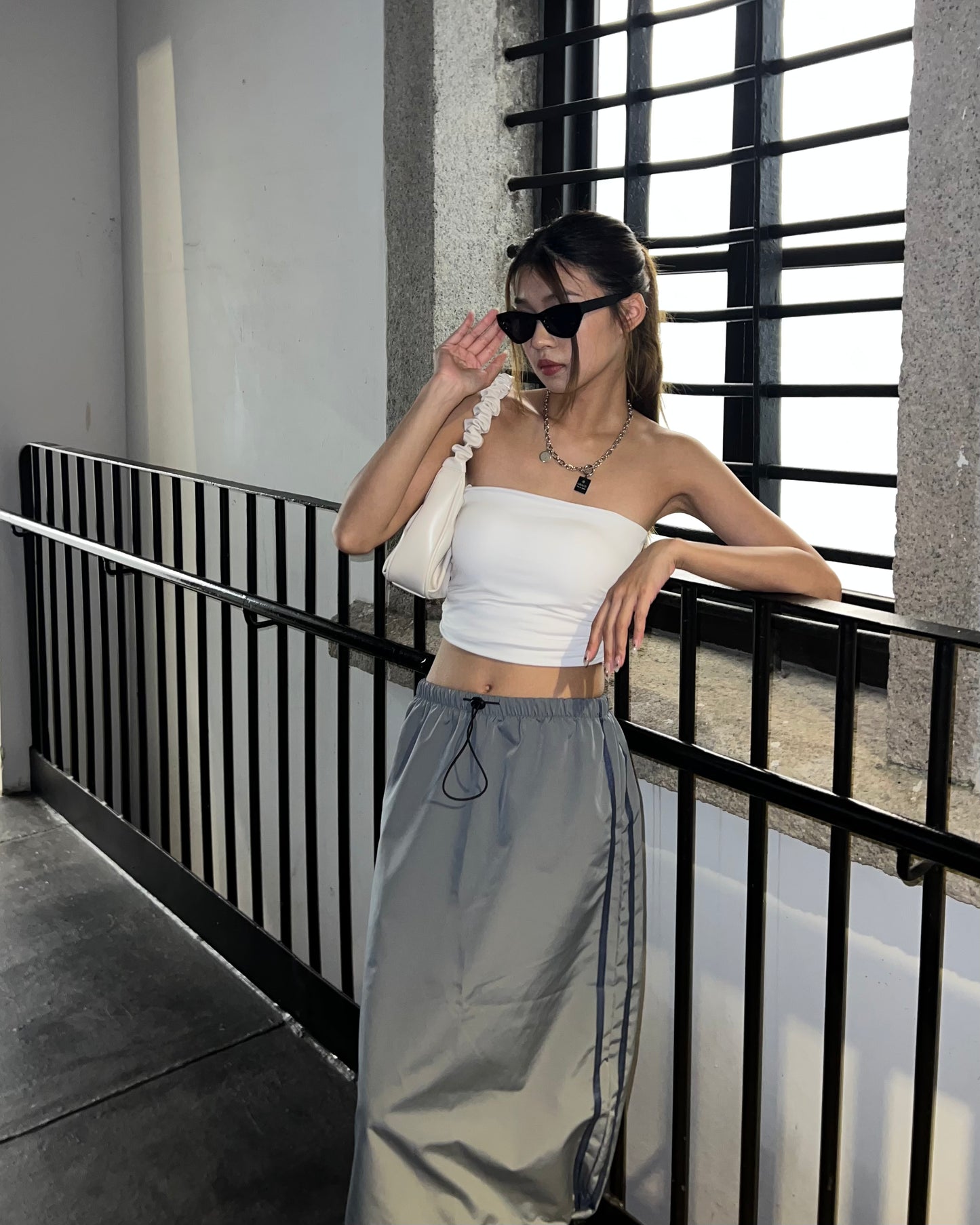 Cargo parachute midi skirt