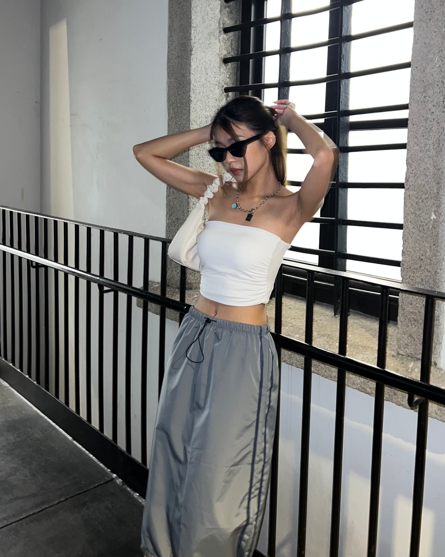 Cargo parachute midi skirt