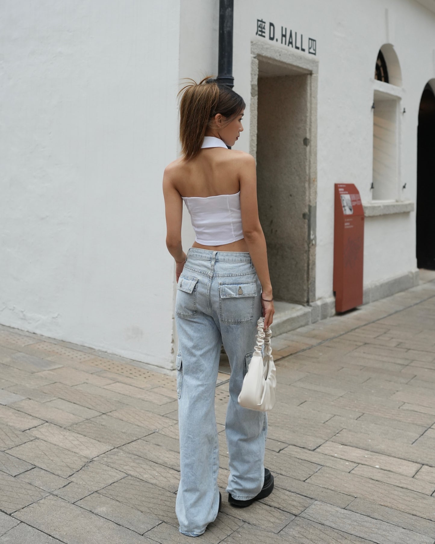 Button front sleeveless Halter shirt