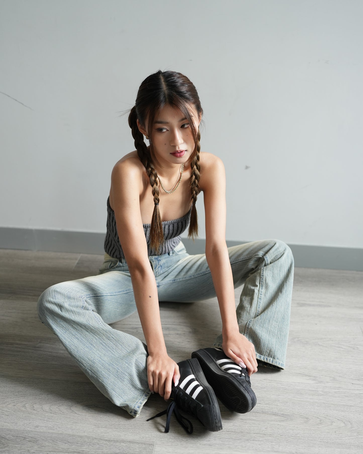 Low rise y2k washed flare jeans