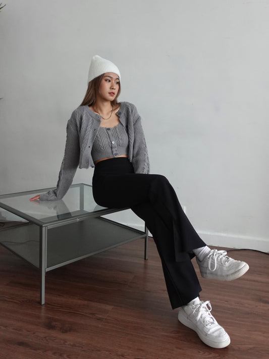 Pattern knit set (cardigan+knit vest)